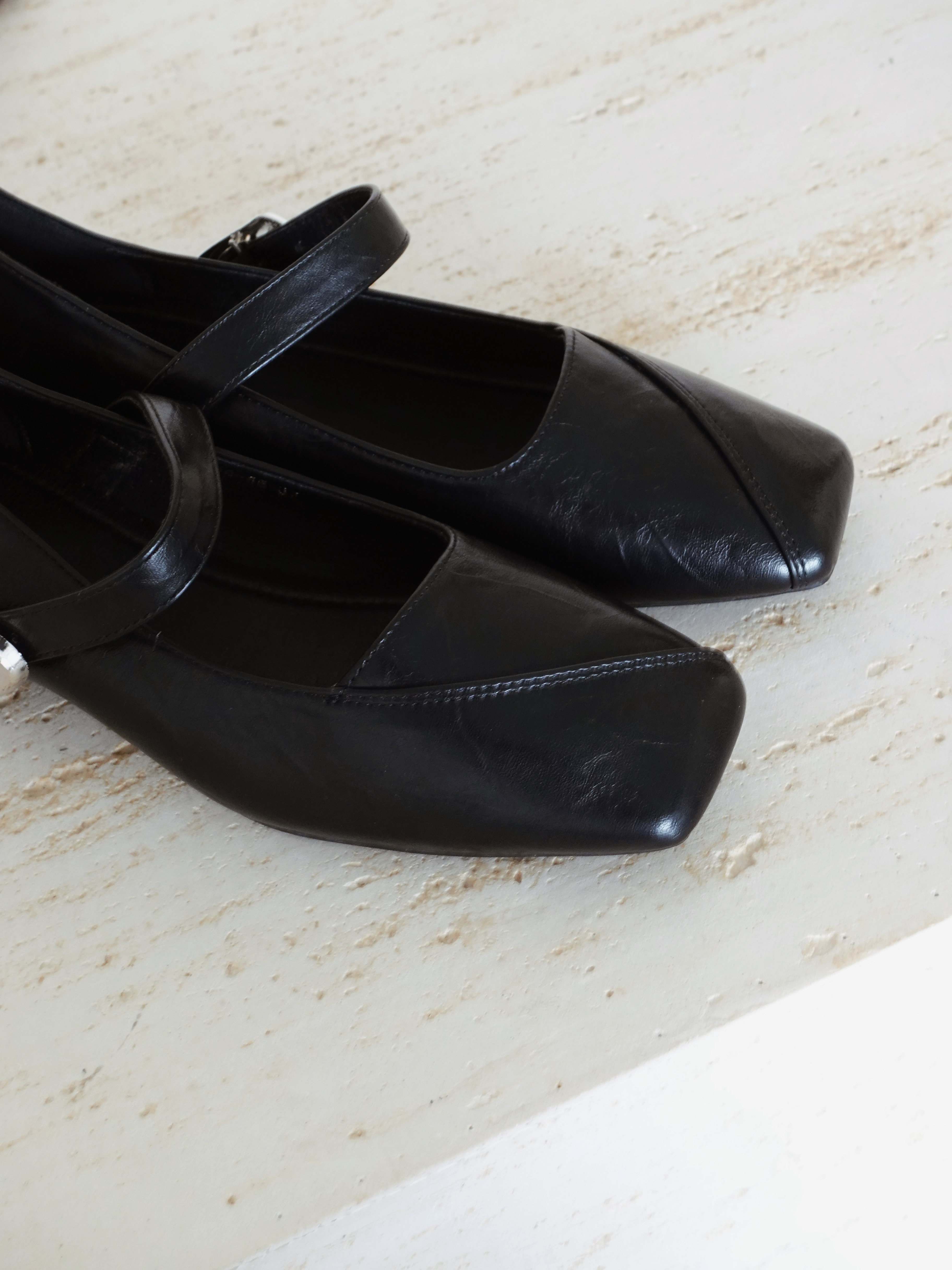 Mikha Square Toe Mary Janes Black  -SH088BLK