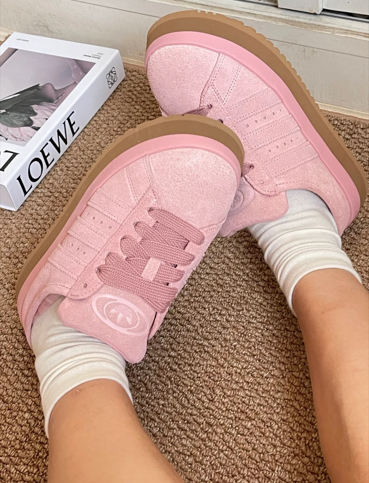 Adidas Originals Campus 00s 麵包勃肯拖 粉色 毛絨 厚底 拖鞋 JR3238/預購