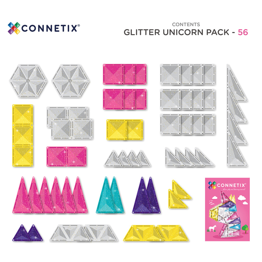 【樂森藥局】澳洲 Connetix 繽紛磁力積木 粉亮獨角獸組 (56pc)