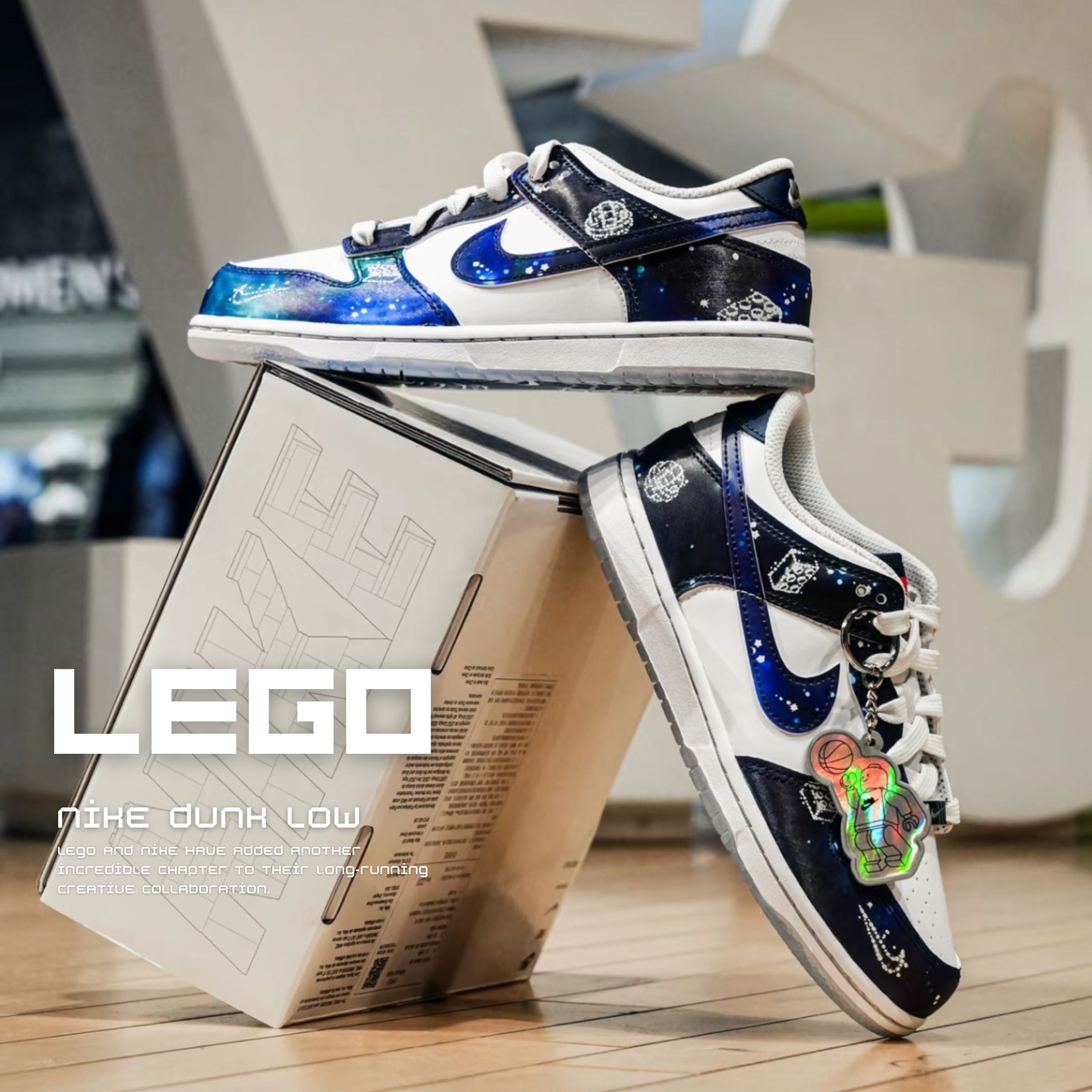 NICEDAY 代購 LEGO x Nike Dunk Low 樂高 聯名 深藍 閃電藍 藍黑 星空 積木 大童 女鞋 IM1448-100