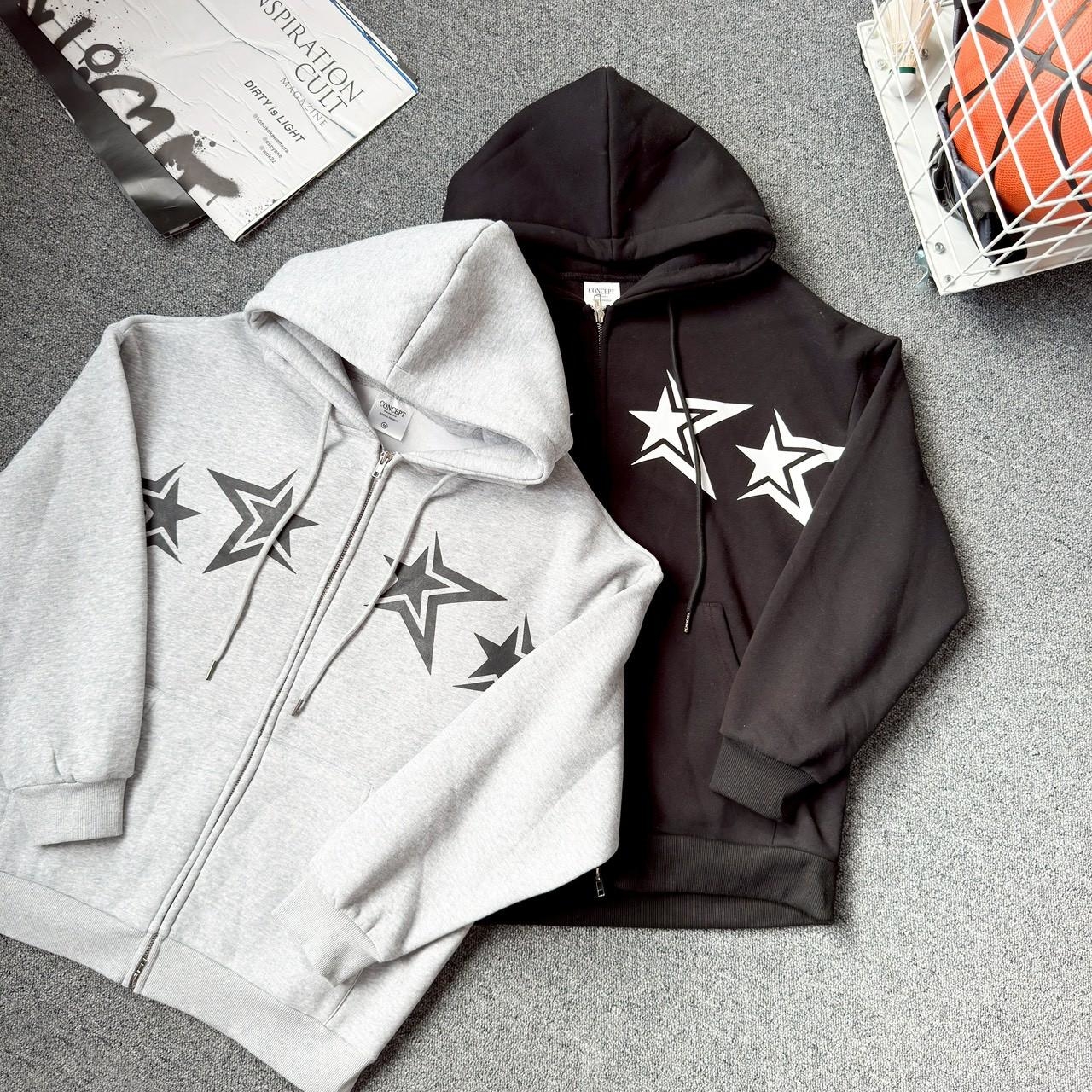 星星印花雙鍊連帽外套 81051