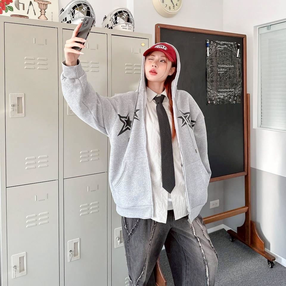 星星印花雙鍊連帽外套 81051