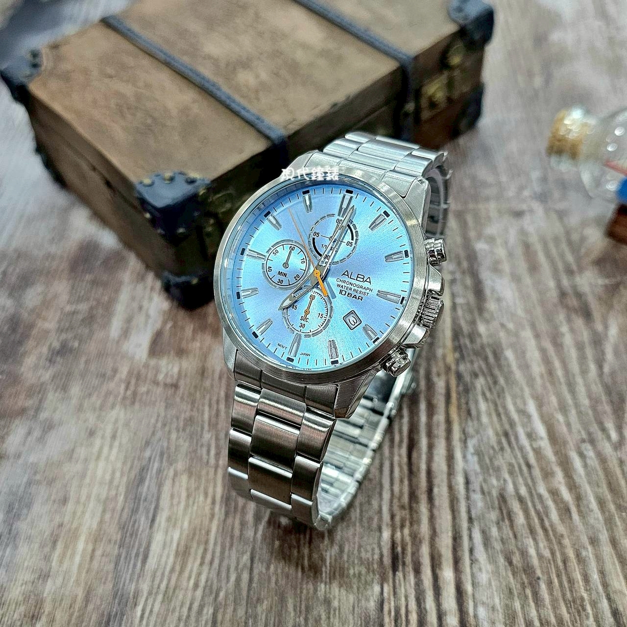 【ALBA 雅柏】永霜冰河•三眼計時腕錶VD57-X209B 43mm 現代鐘錶