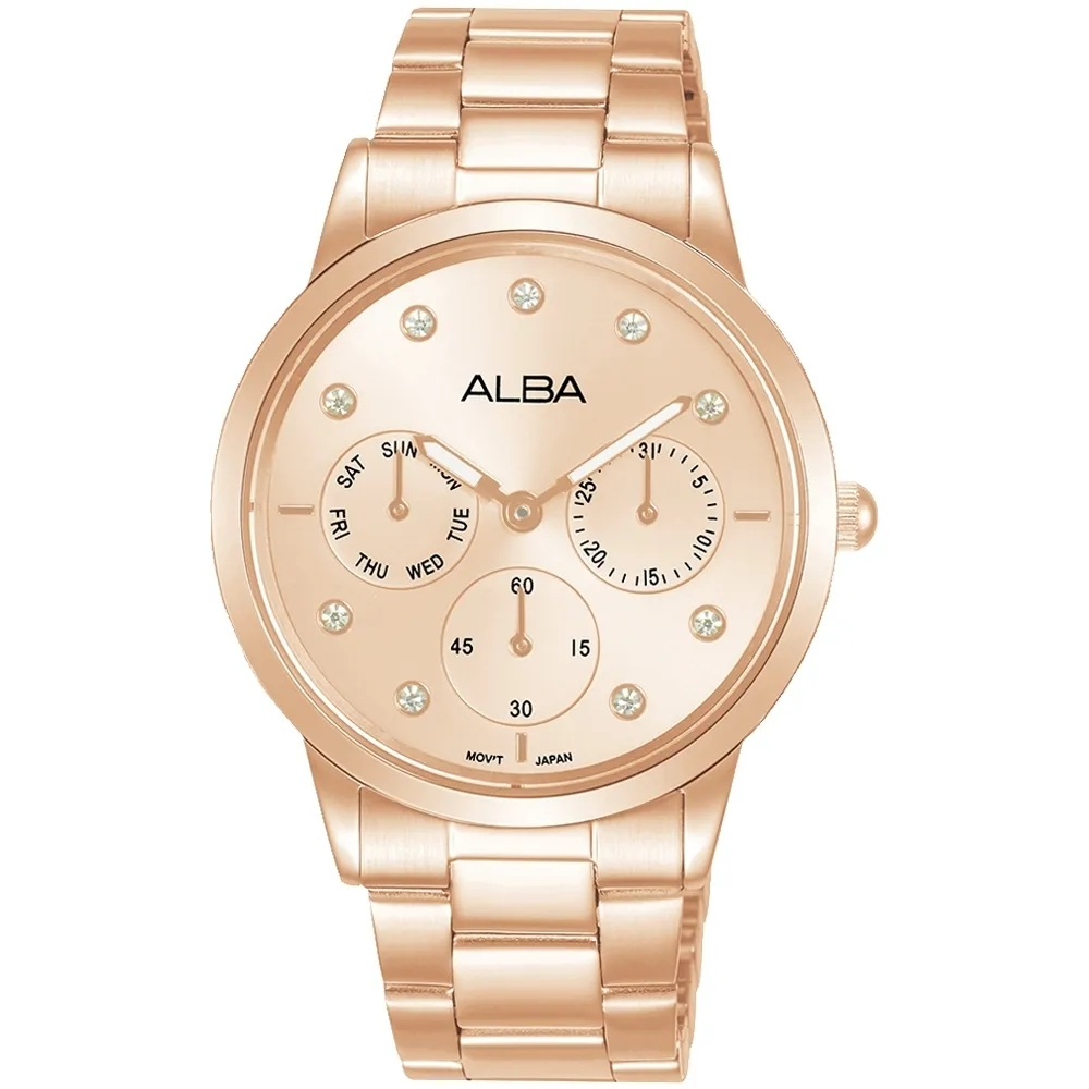 【ALBA 雅柏】CUTiE 氣質香檳女錶VD75-X134P 35mm 現代鐘錶