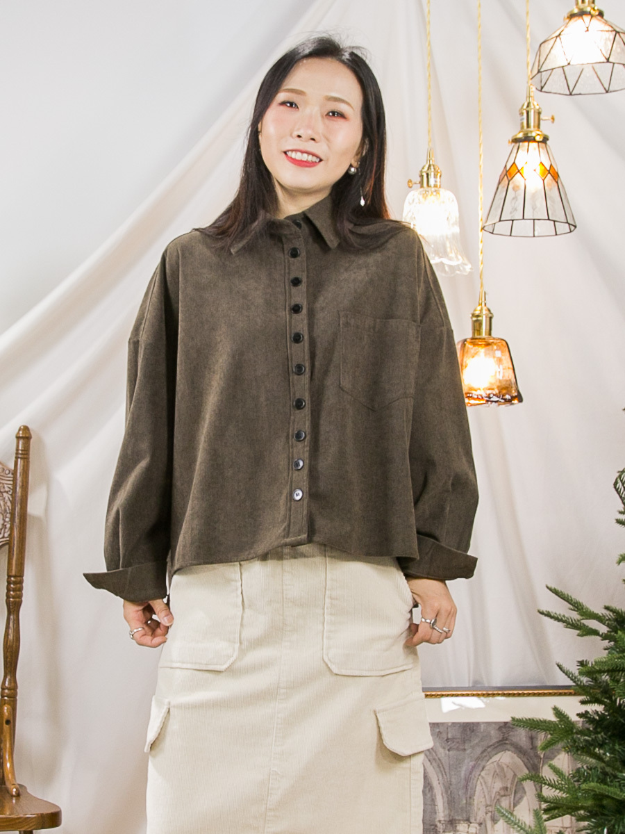 ⬇️開倉低至半價😱FINALSALE📣  全開胸扣鈕．燈芯絨料TOP【不設退換】