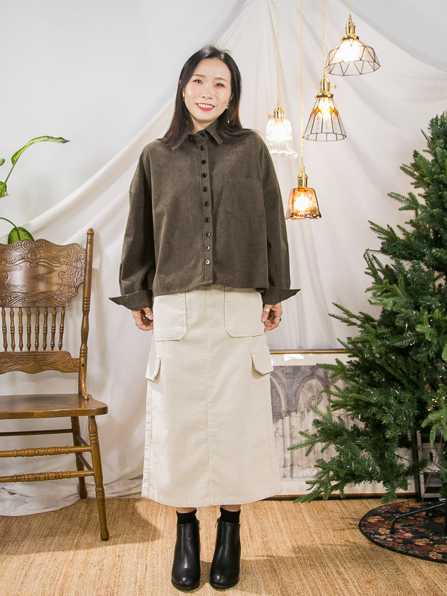 ⬇️開倉低至半價😱FINALSALE📣  全開胸扣鈕．燈芯絨料TOP【不設退換】