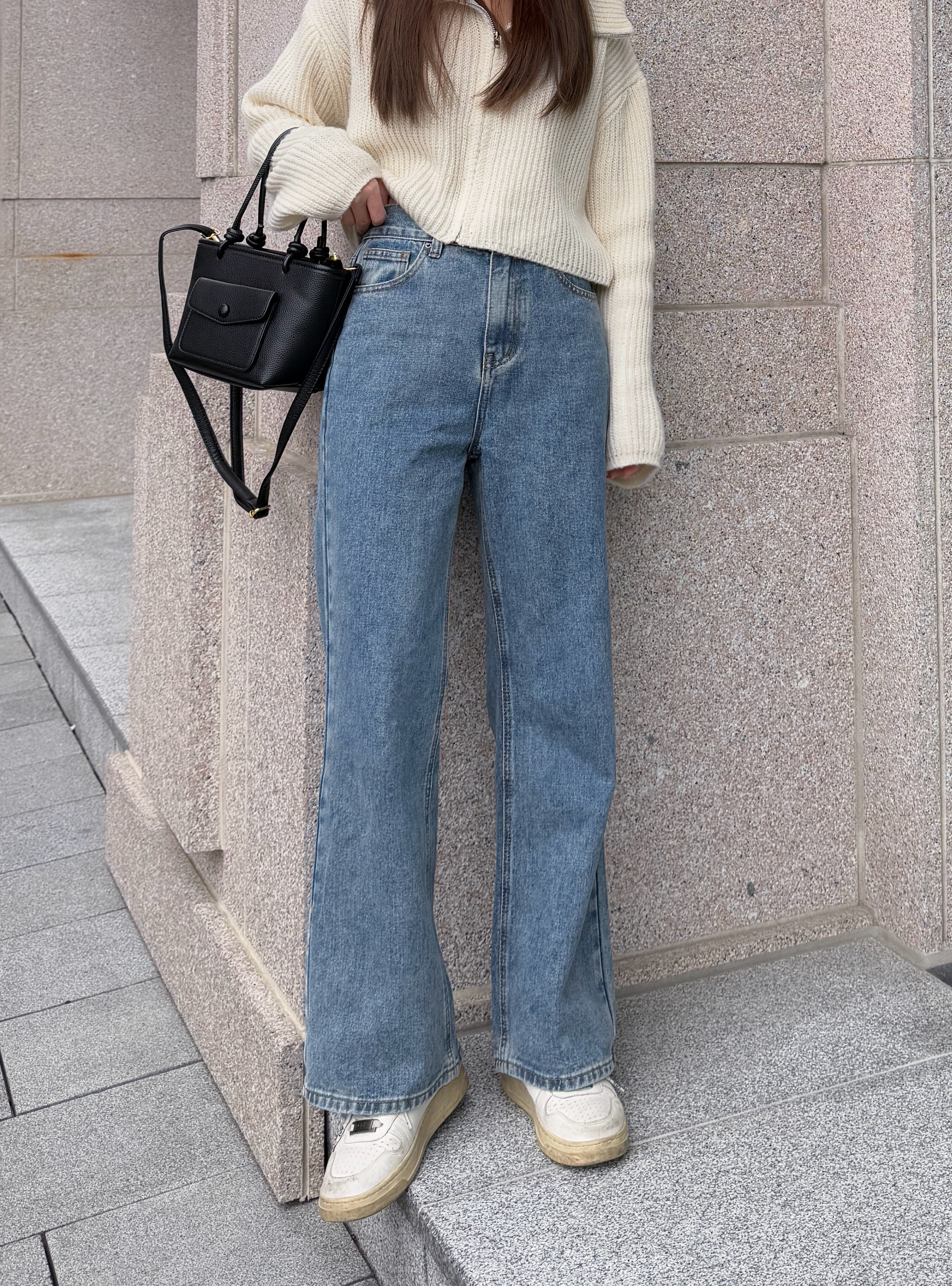 自訂 遮肉牛仔長腿褲