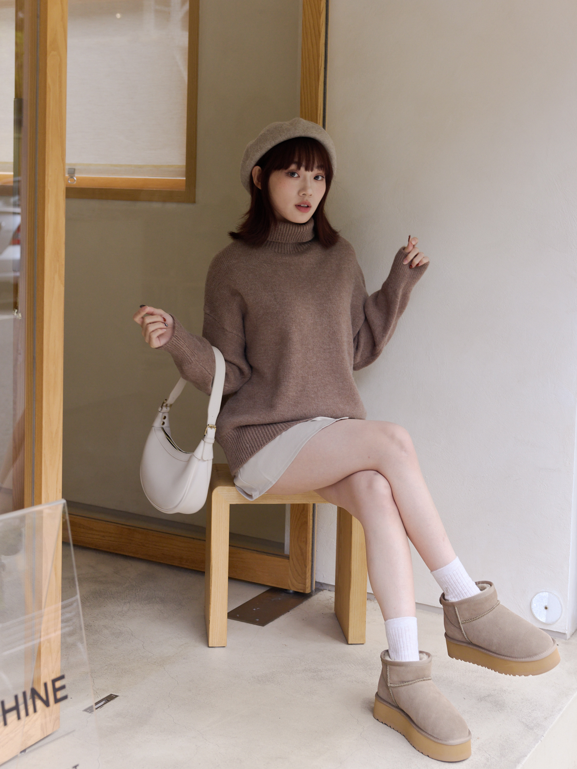 麂皮加厚底毛毛雪靴