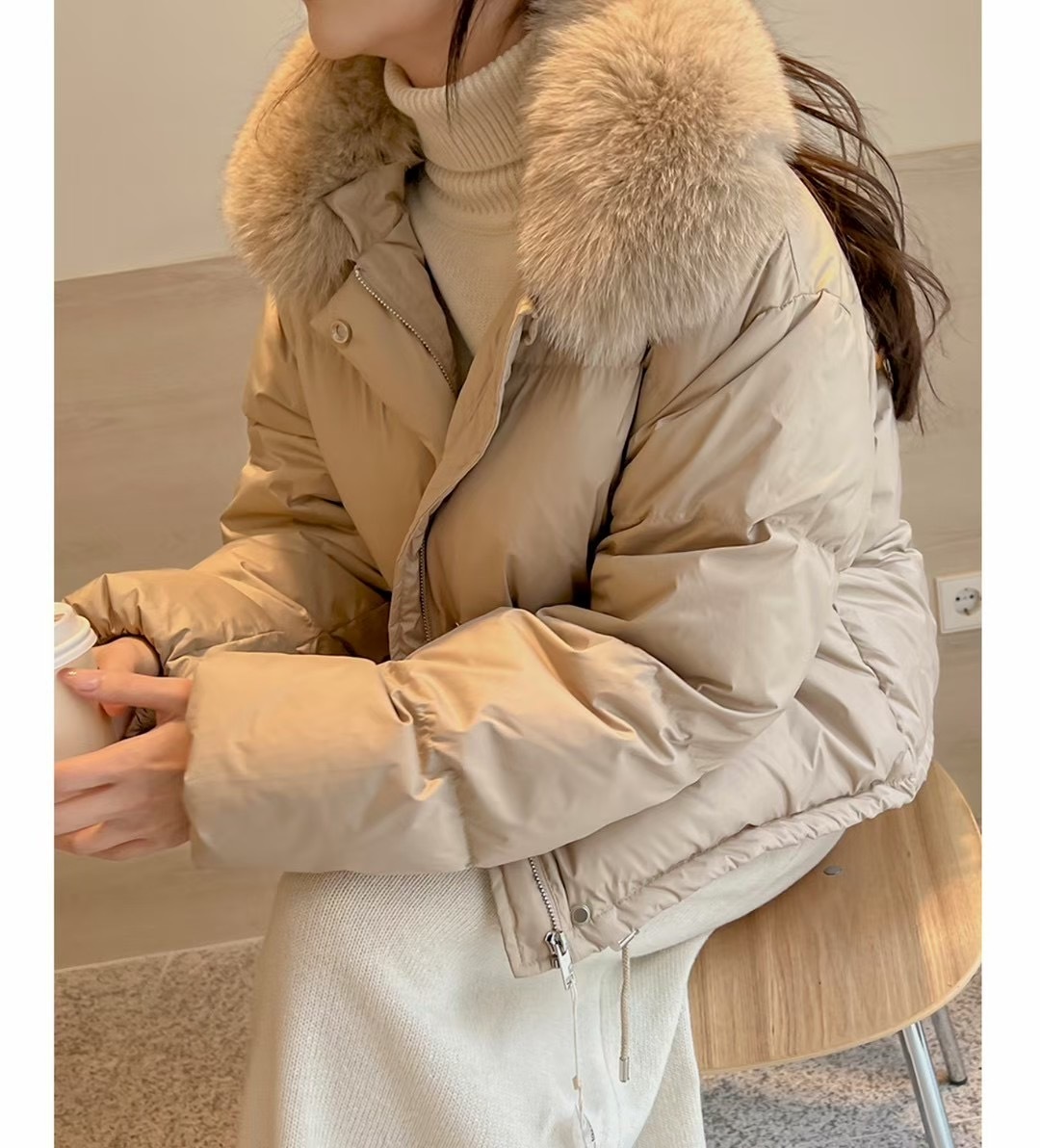 超高質連線大優惠✨狐狸毛短款羽絨（90%鴨絨+10%鵝絨）