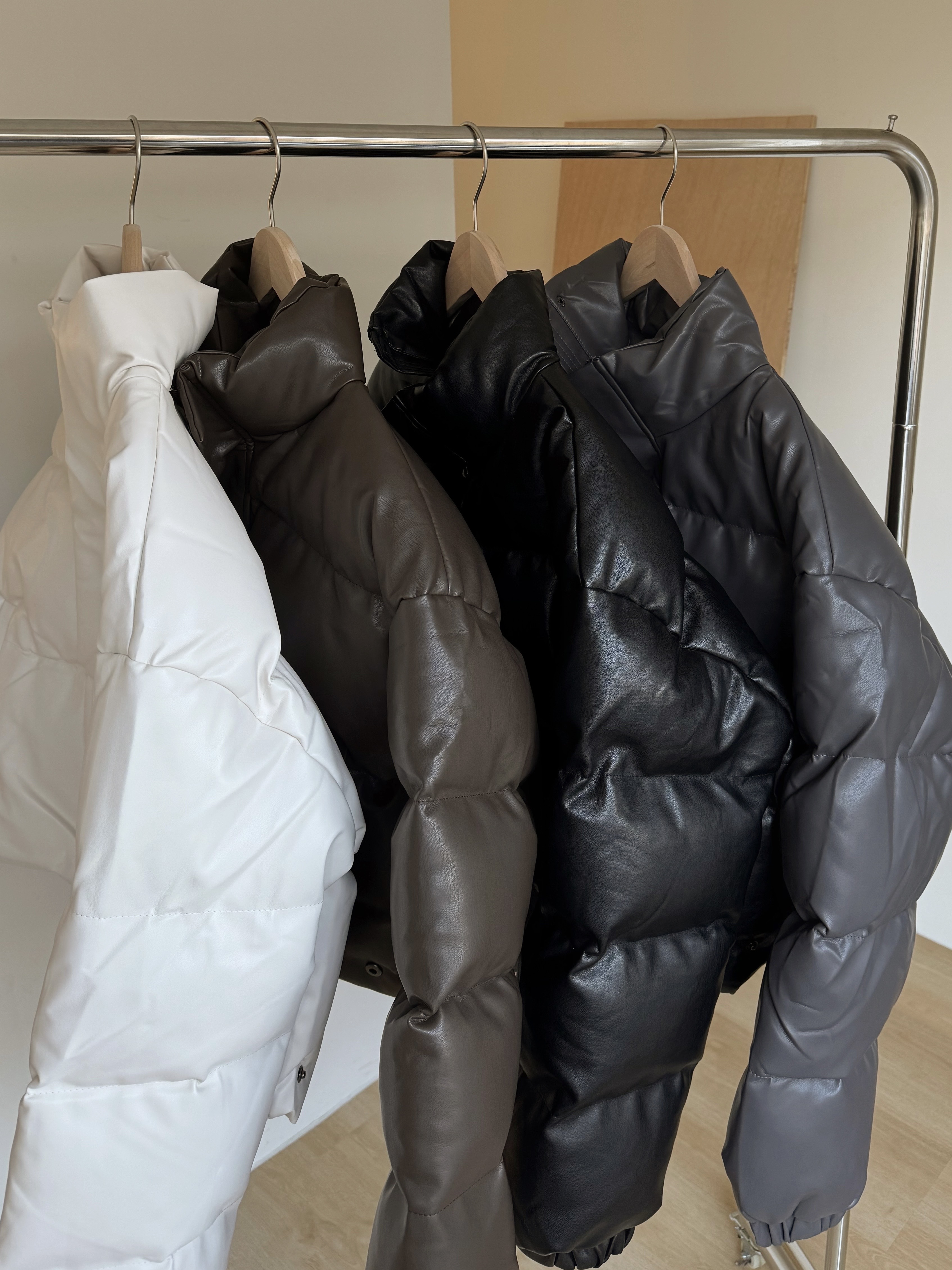 保暖皮革短版麵包外套