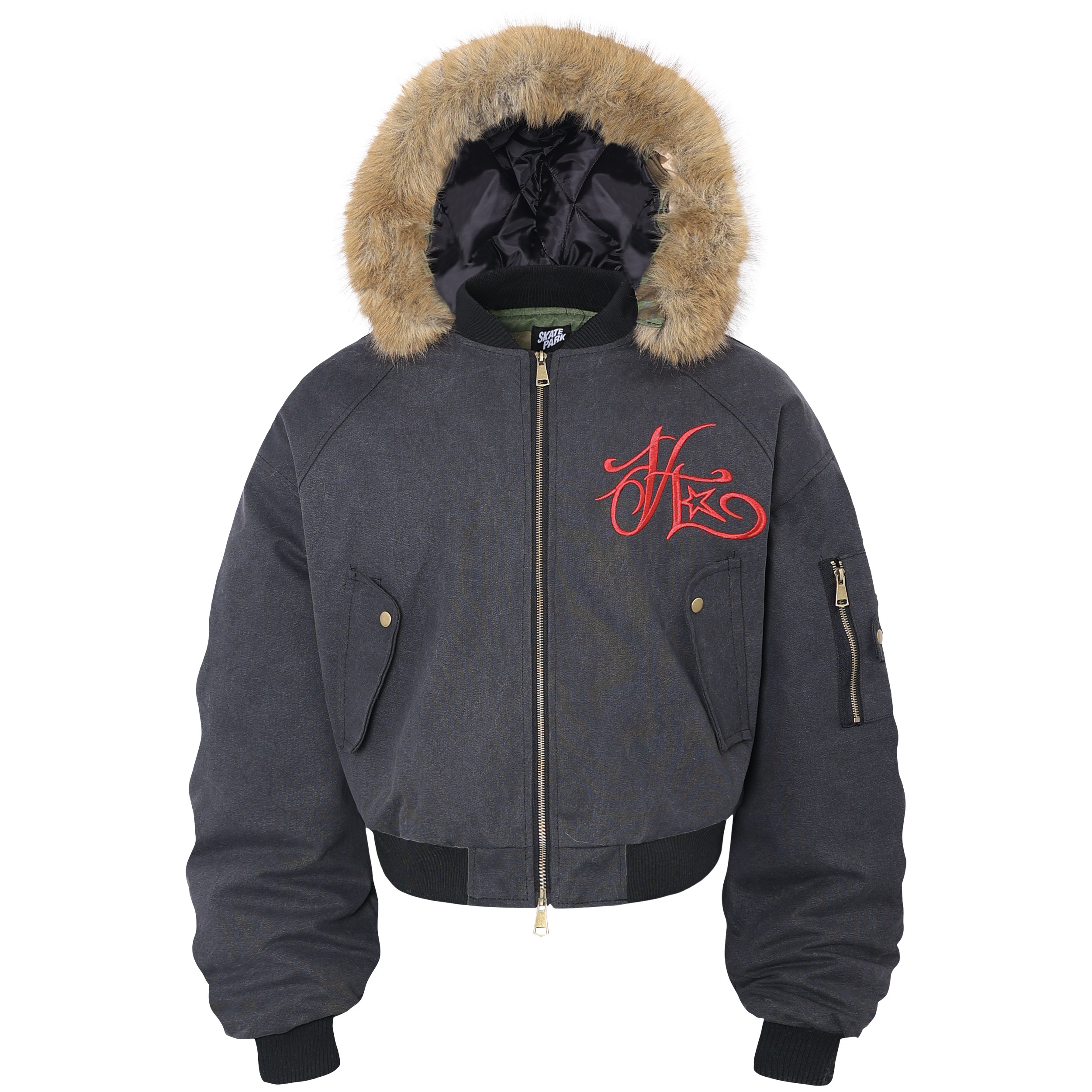 《S.V》迷彩可拆帽刺繡字座山雕