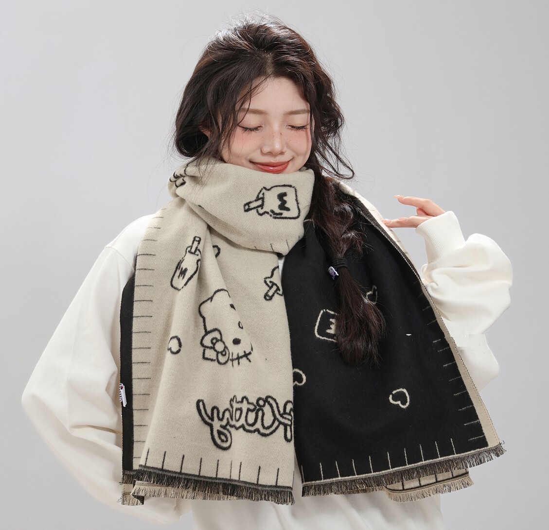 Sanrio Hello Kitty |成人針織圍巾 雙面頸巾