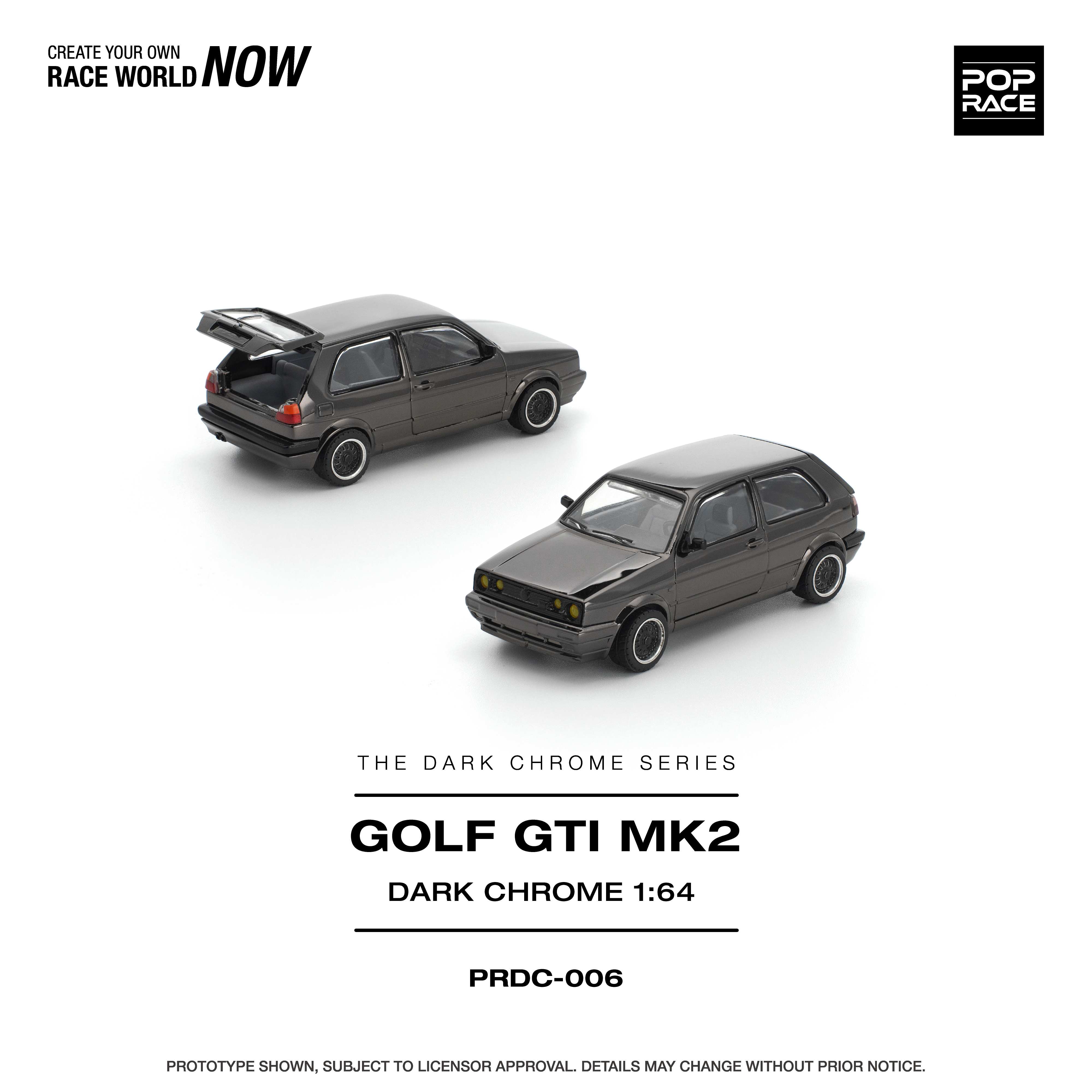 [預訂] POPRACE 1/64 GOLF GTI MK2 DARK CHROME