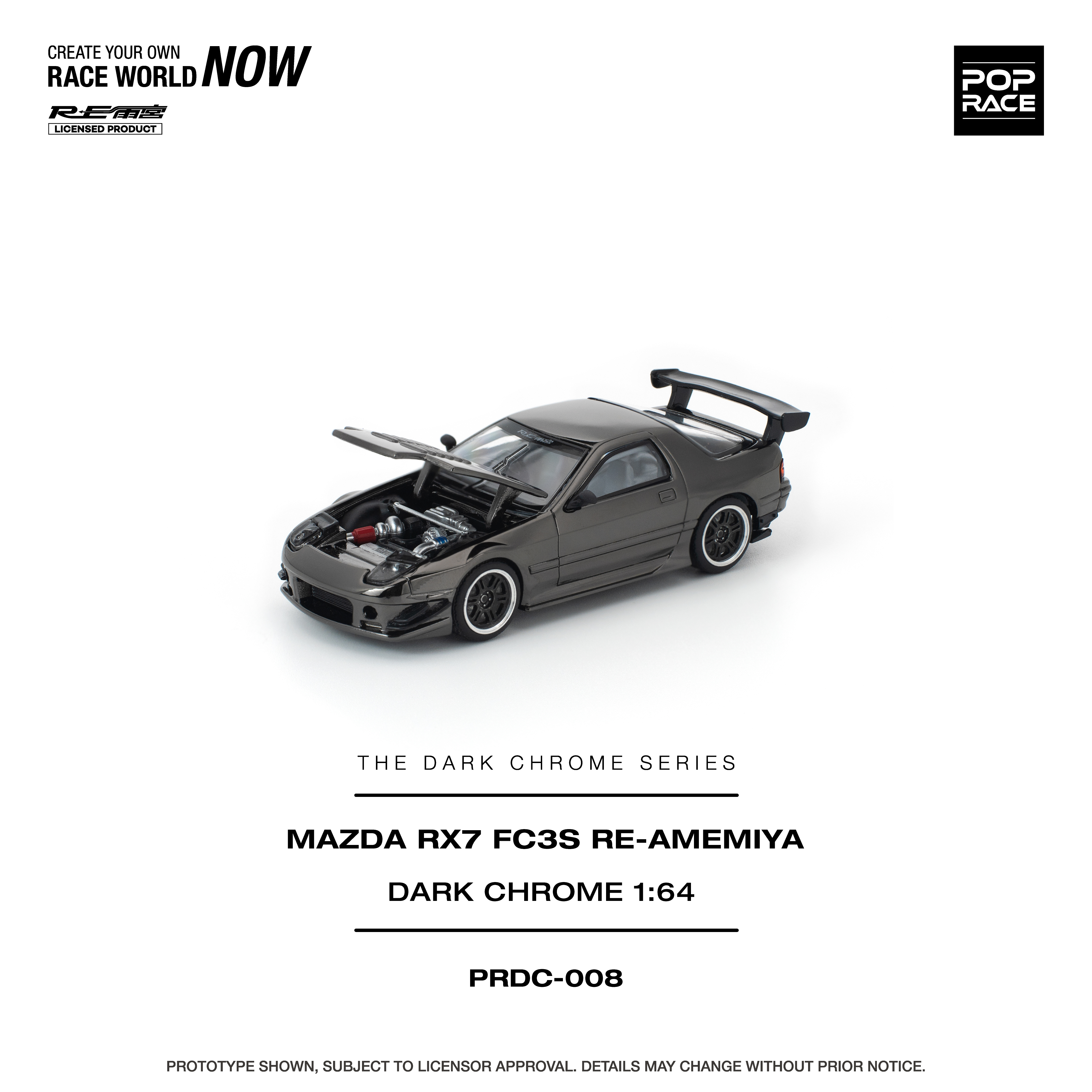 [預訂] POPRACE 1/64 MAZDA RX7 FC3S RE-AMEMIYA DARK CHROME