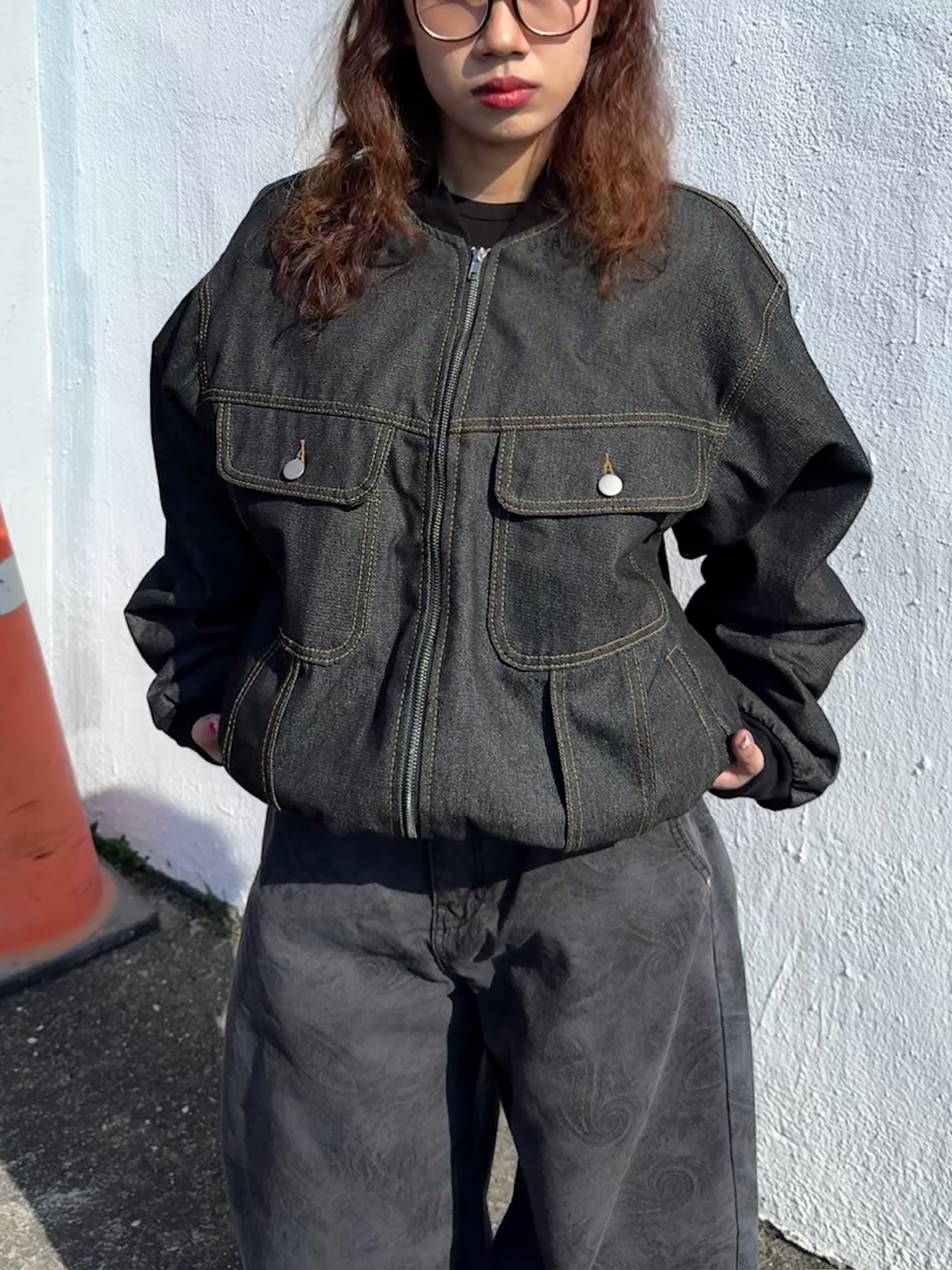 反車線丹寧絎縫夾克