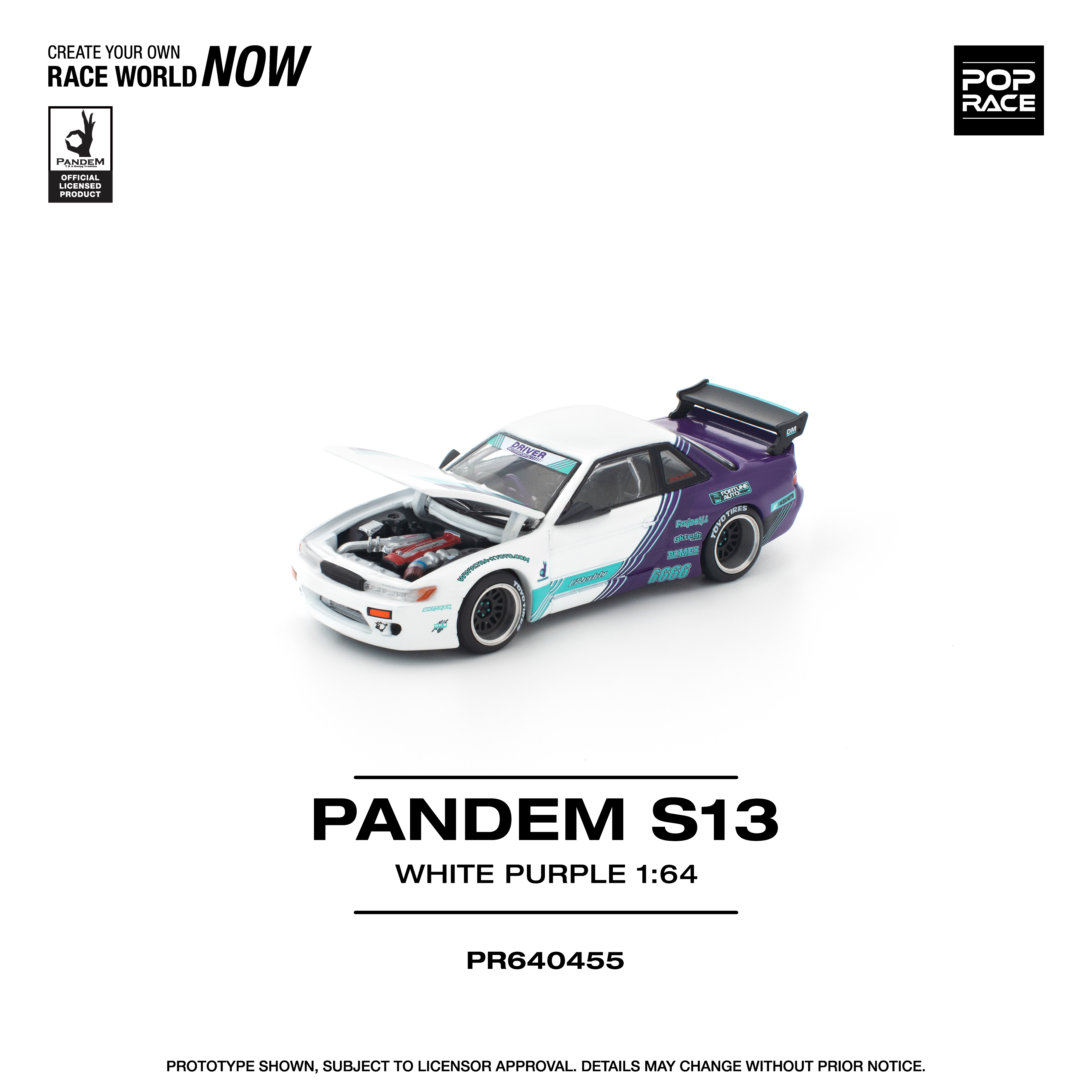 [預訂] POPRACE 1/64 PANDEM S13 WHITE PURPLE