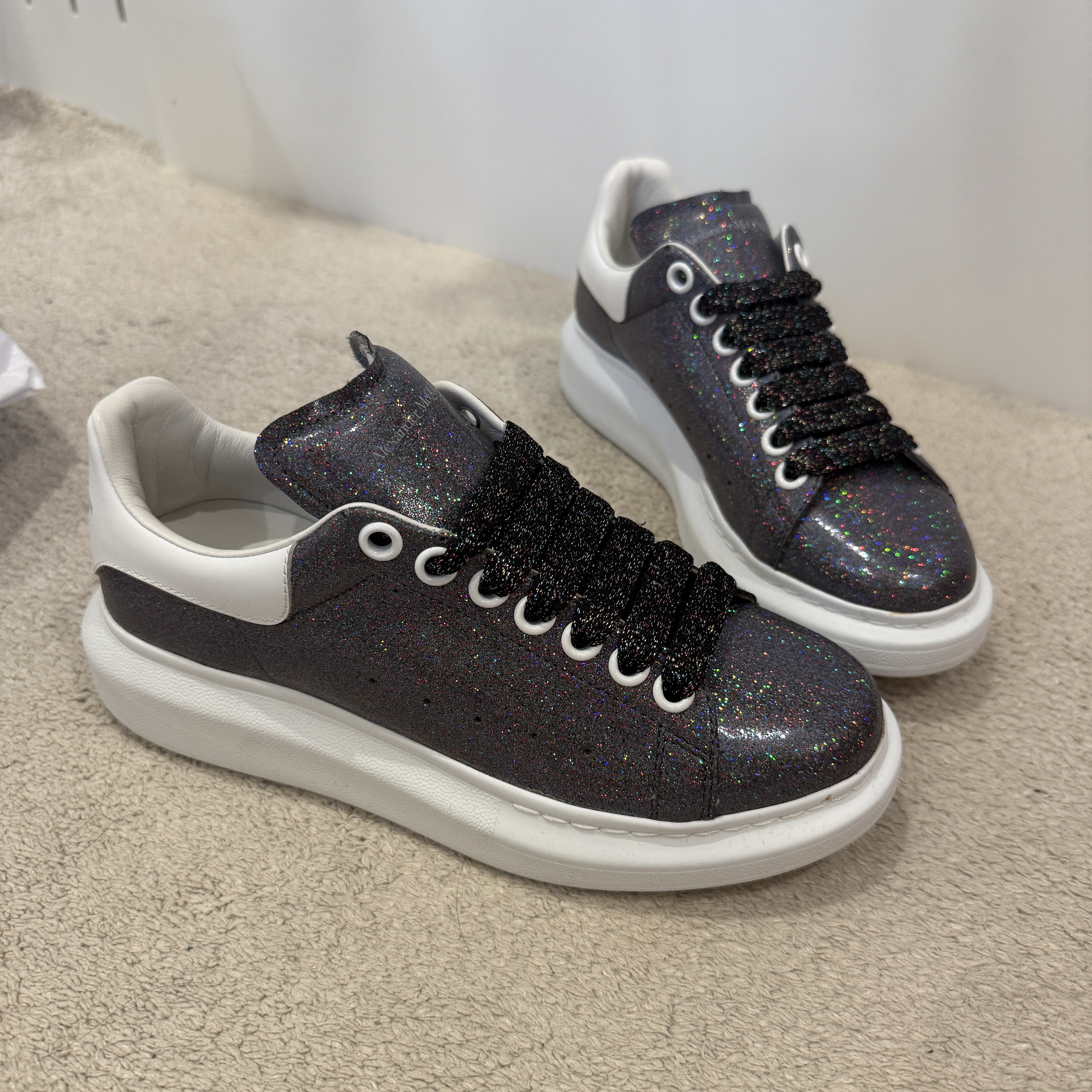 Alexander McQueen oversized sneakers black rainbow