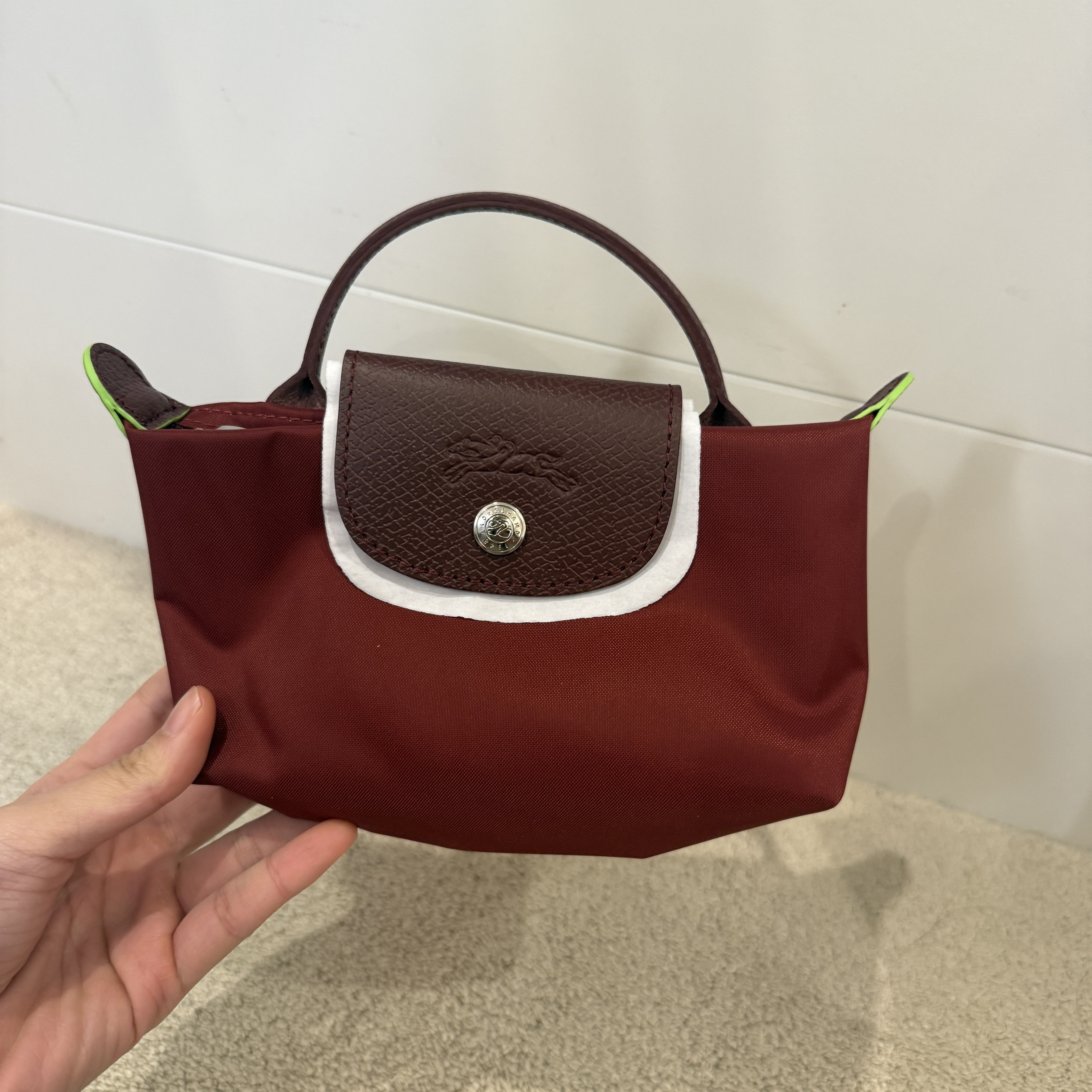 Longchamp Le Pliage Green Pouch with handle