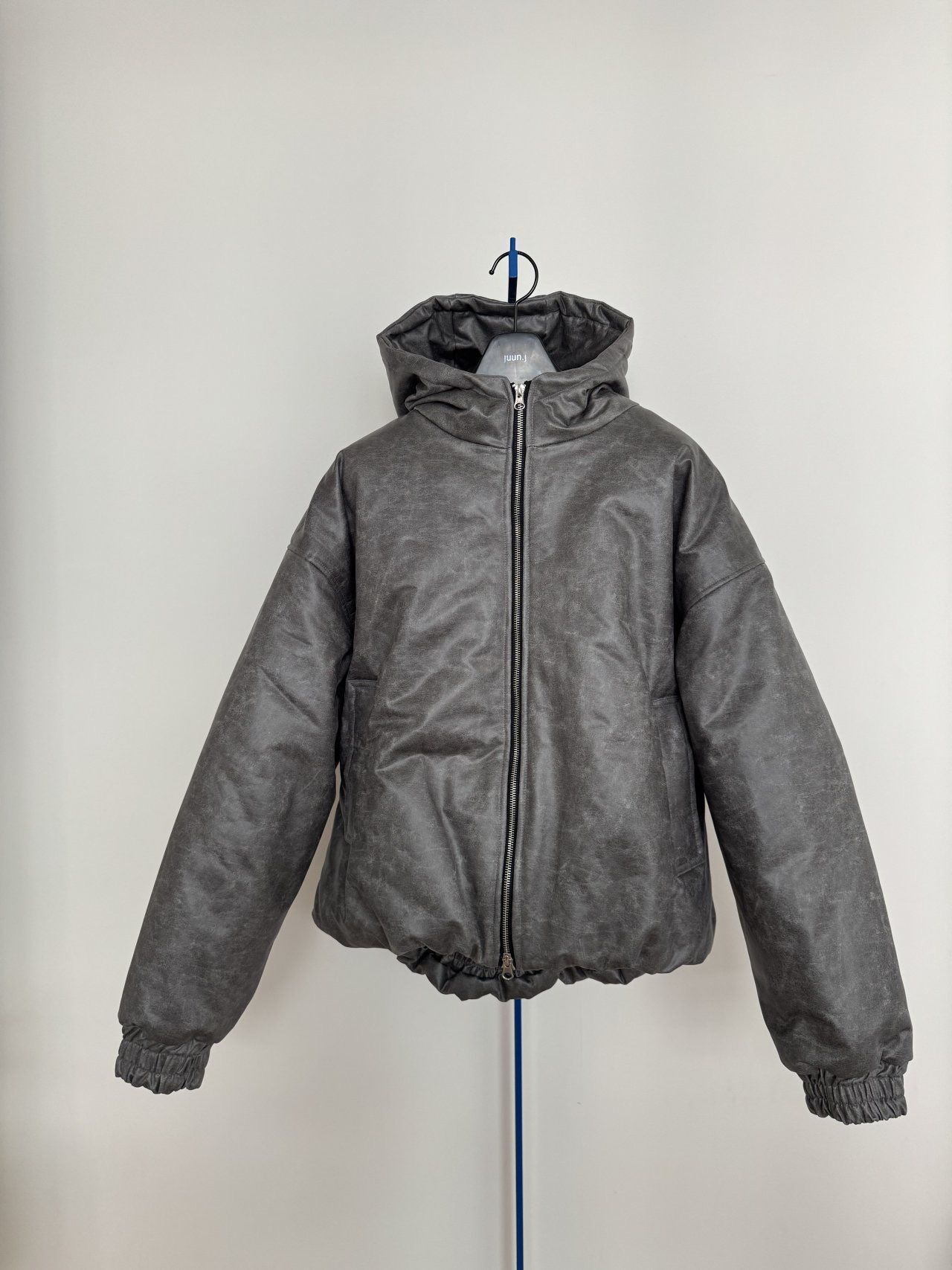 合成皮連帽拉鍊外套(薄夾棉) MALENKII-191JK