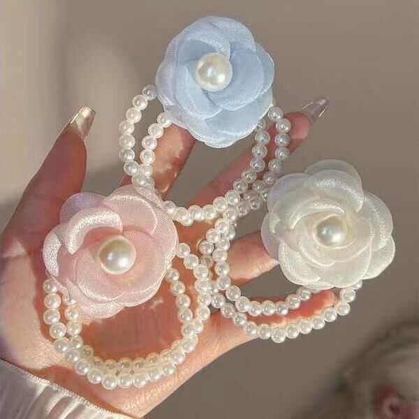 [3 FOR RM10] Camellia Pearl Blossom Hair Ties