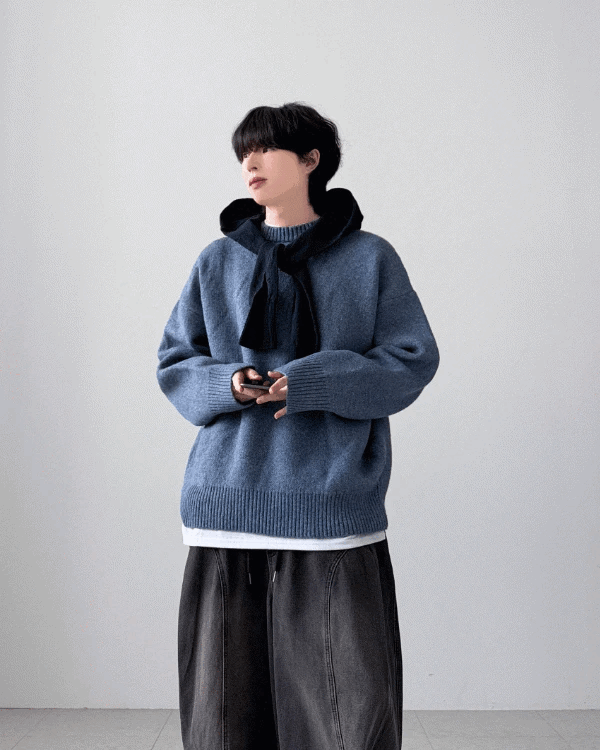 連帽披肩針織衫