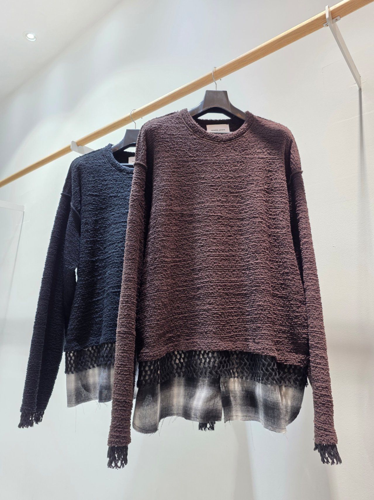 拼格仔假兩件長袖衫 C_y-139T