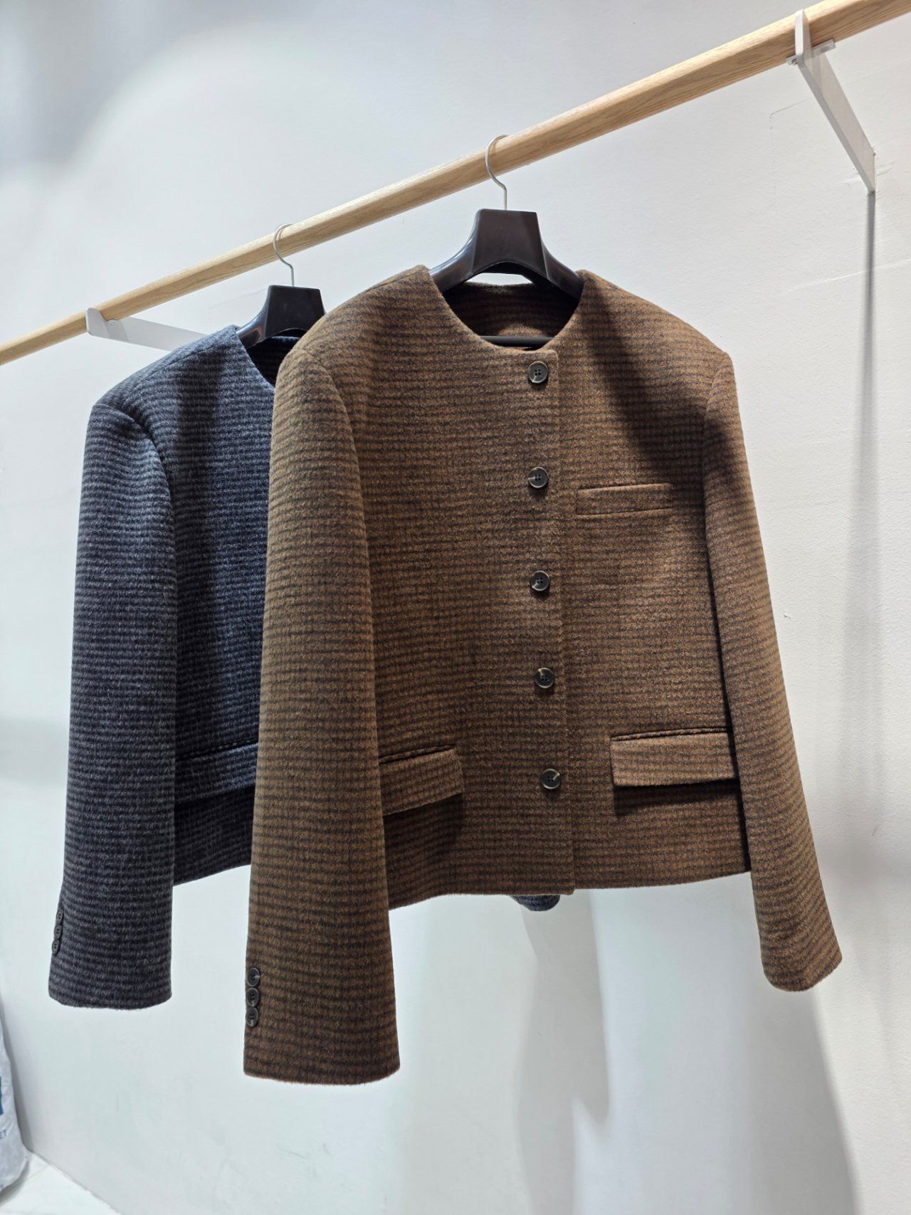 格紋開胸針織外套 C_y-140JK