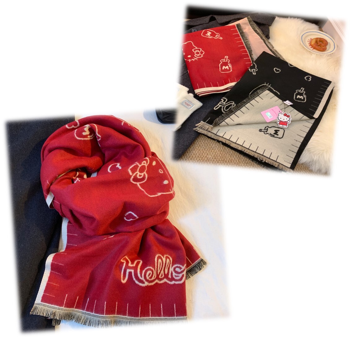 Sanrio Hello Kitty |成人針織圍巾 雙面頸巾