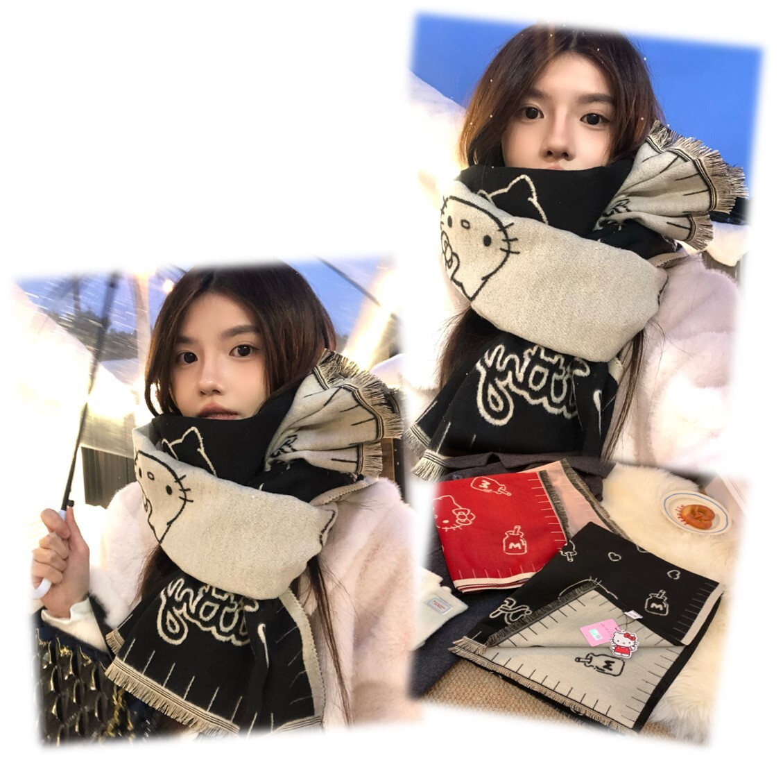Sanrio Hello Kitty |成人針織圍巾 雙面頸巾
