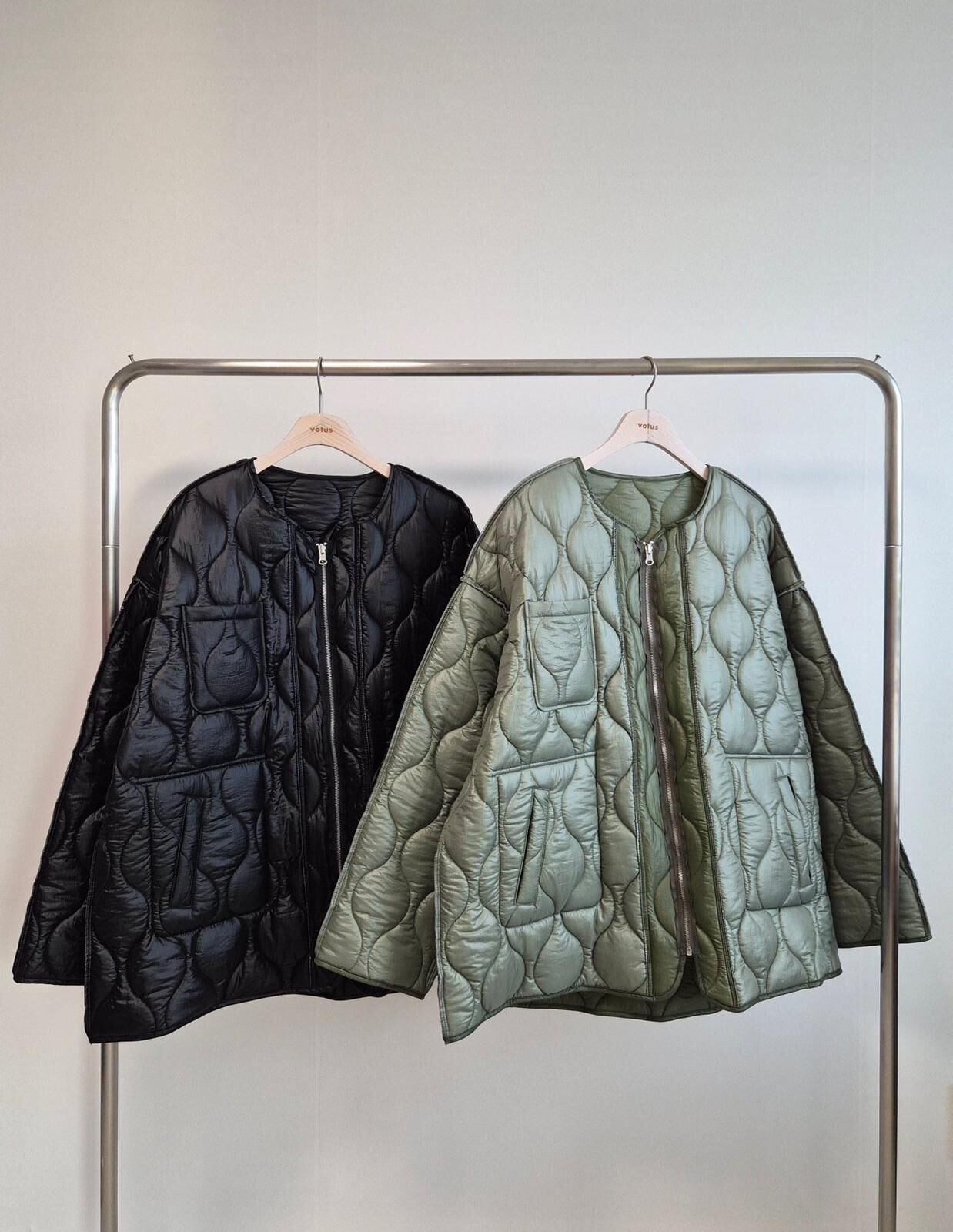 淨色暗紋拉鍊外套(雙面薄夾棉) Votus-197JK