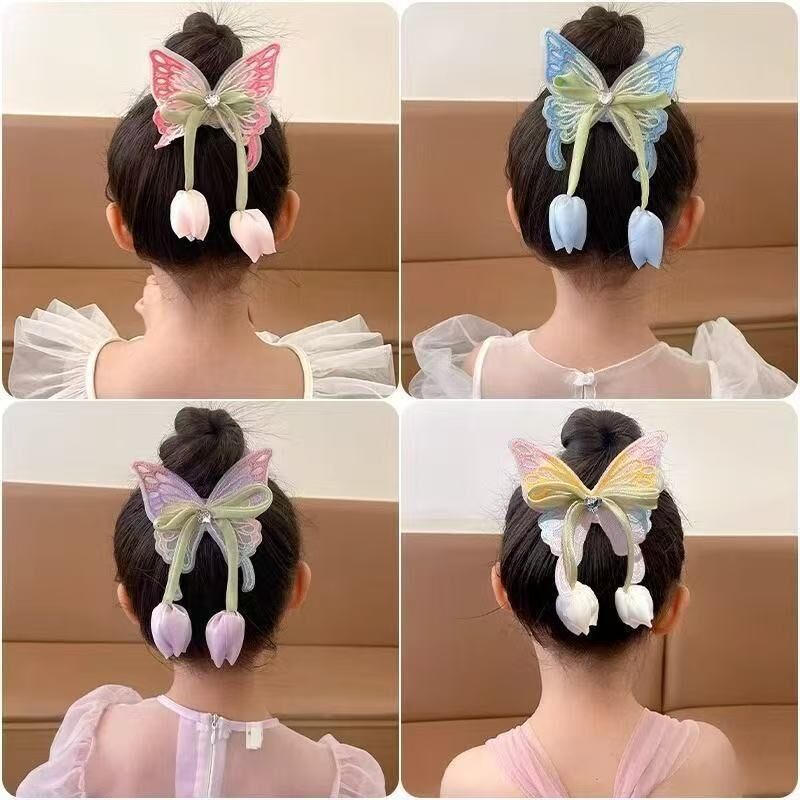 [2 FOR RM10] Fairy Tulip Embroidered Butterfly Scrunchies