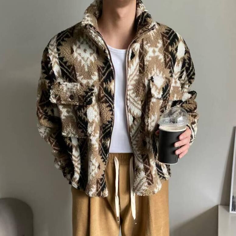 圖案拉鍊毛毛外套 C_y-130JK