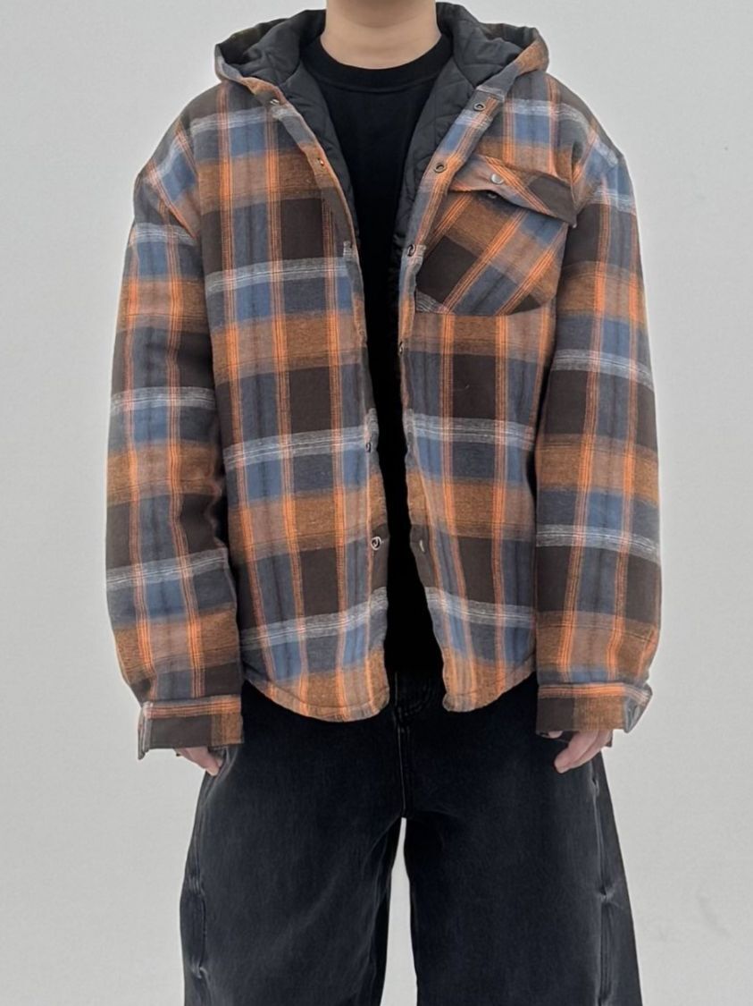 格仔連帽恤衫外套(薄夾棉) COVILL-240JK