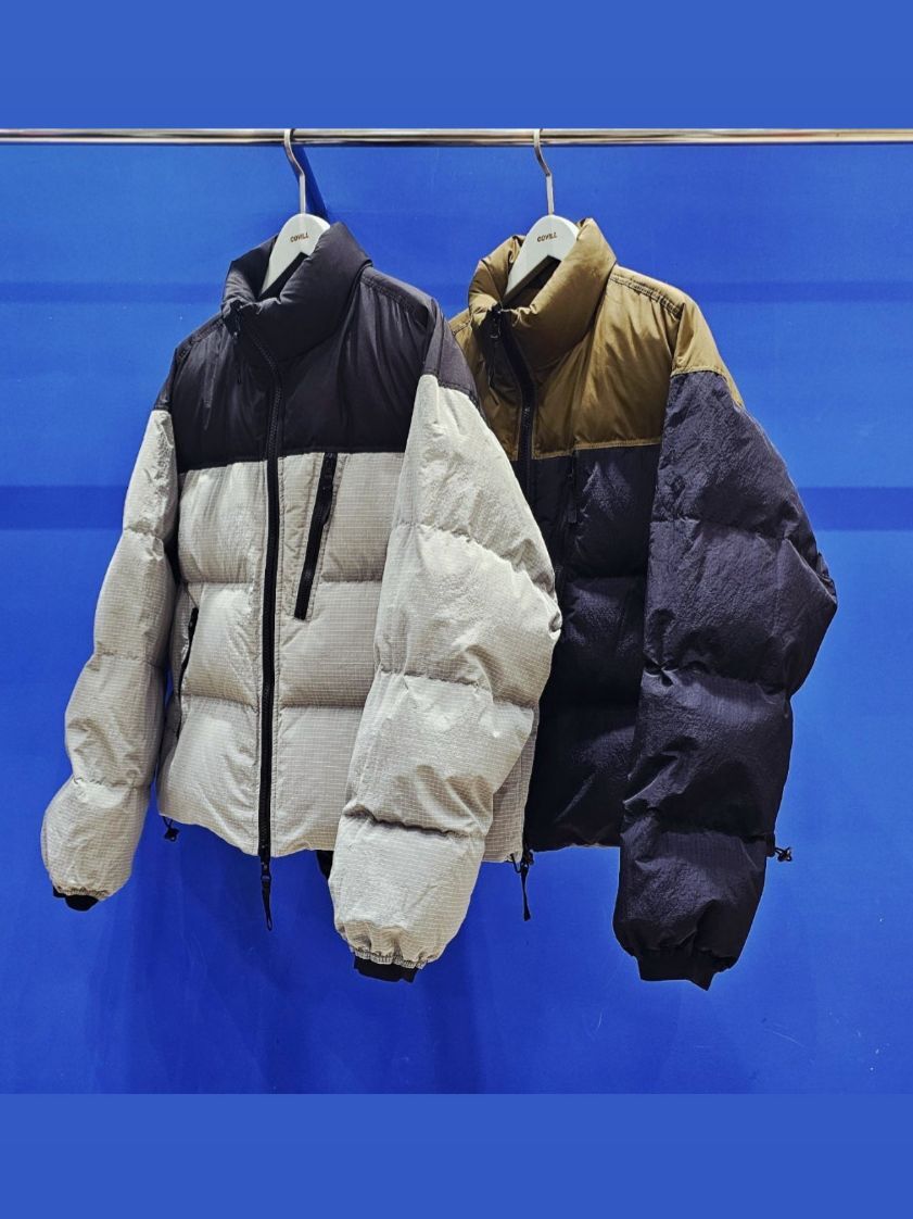 拼色企領拉鍊外套(雙面羽絨) COVILL-241JK