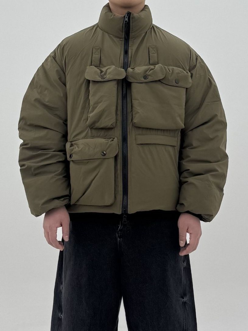 拼色企領拉鍊外套(雙面羽絨) COVILL-241JK