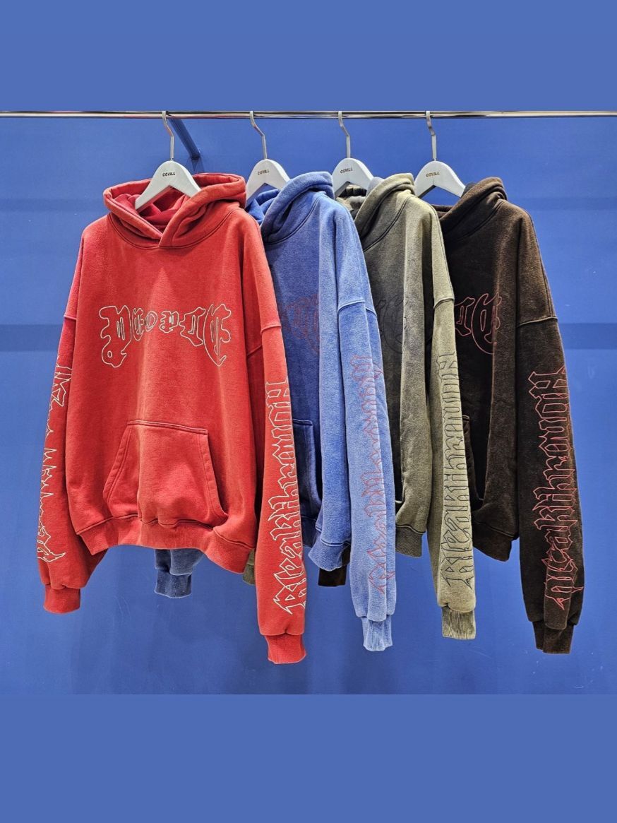 洗水英文字連帽衛衣(薄抓毛底) COVILL-243T