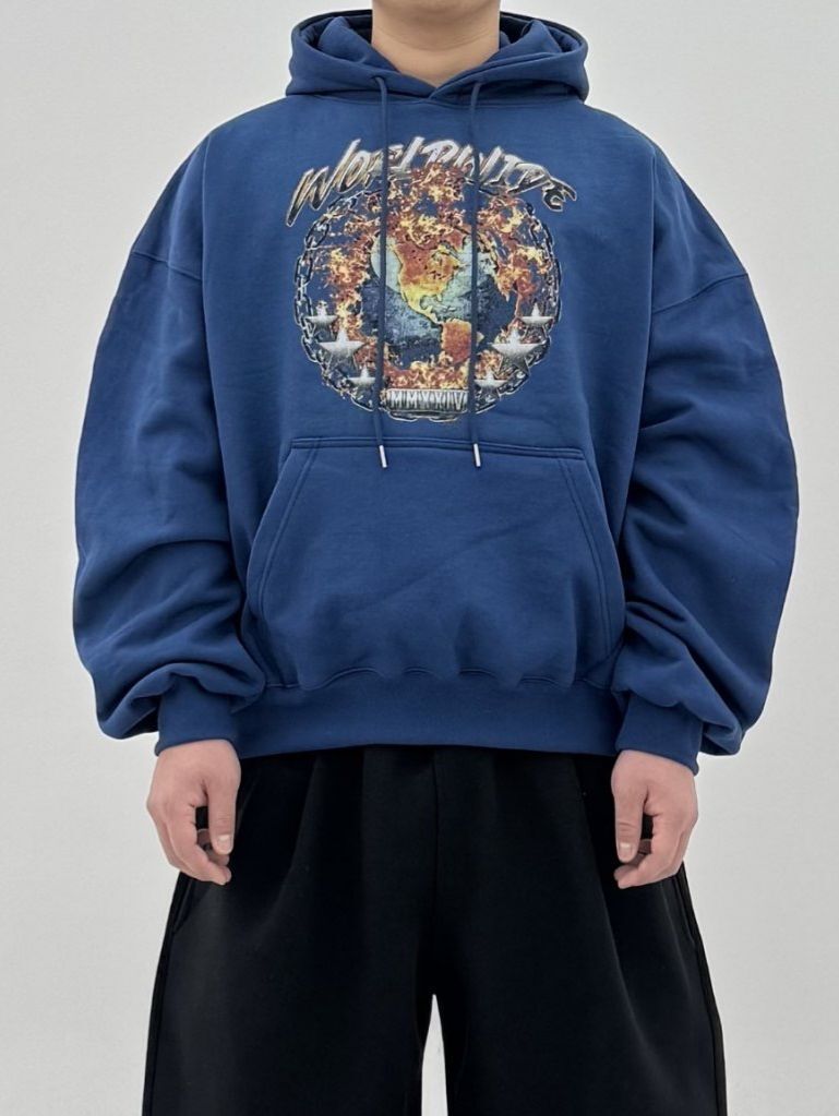 英文字圖案連帽衛衣 COVILL-244T