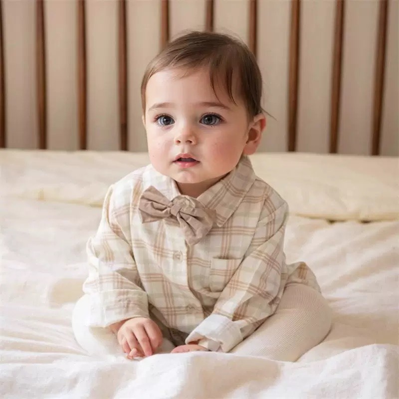 領結格紋包屁衣