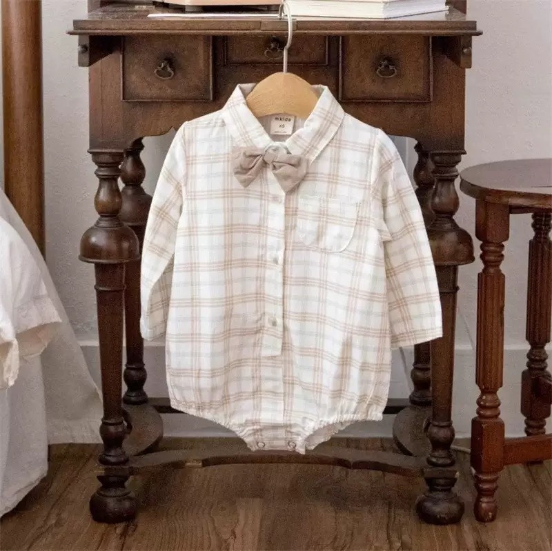 領結格紋包屁衣