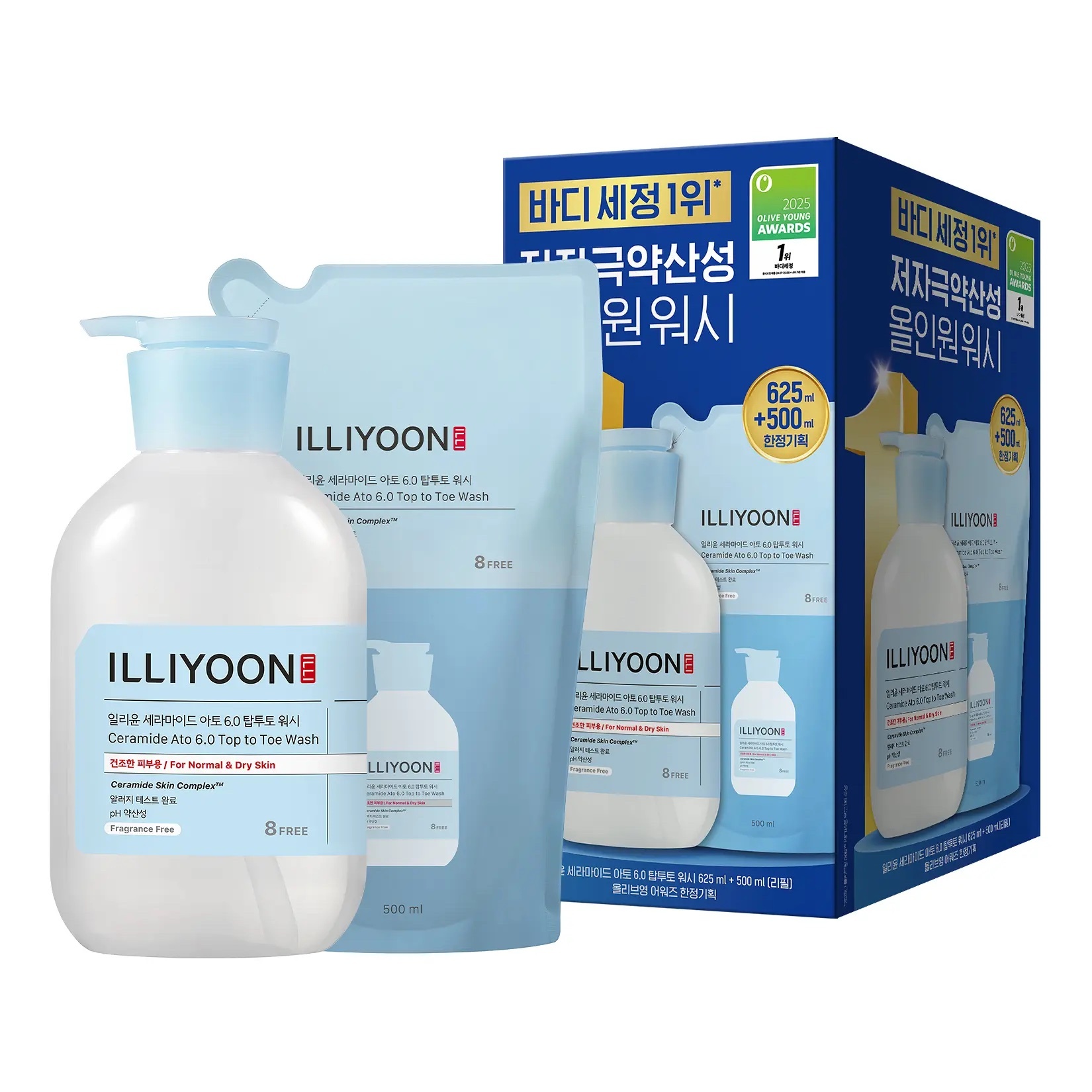 《Olive young連線》Illiyoon Ceramide Ato 6.0 Top To Toe Wash 625ml+500ml set