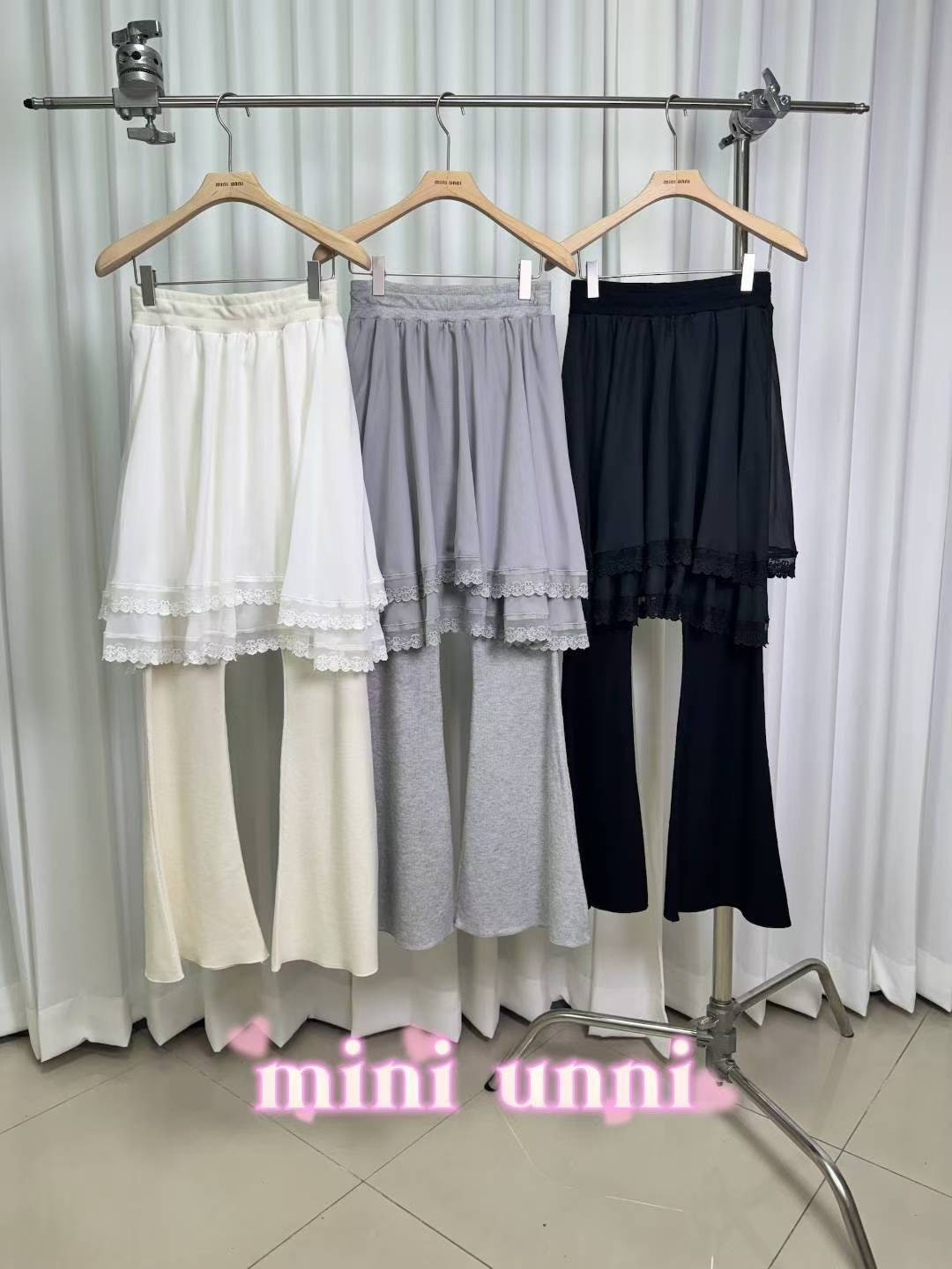 紗層拼接休閒長褲