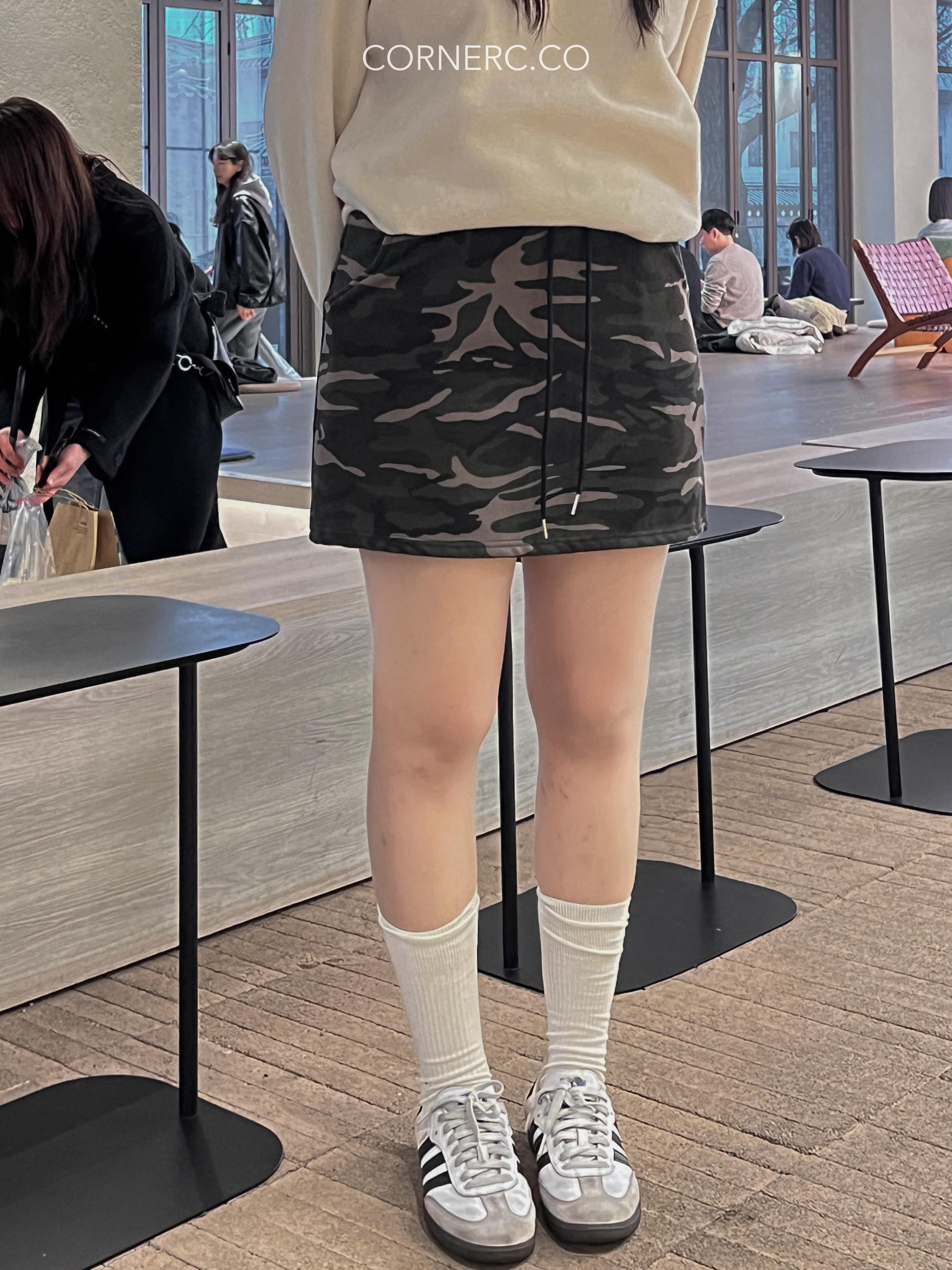 內刷毛迷彩棉質短裙〈🇰🇷DAY 1〉