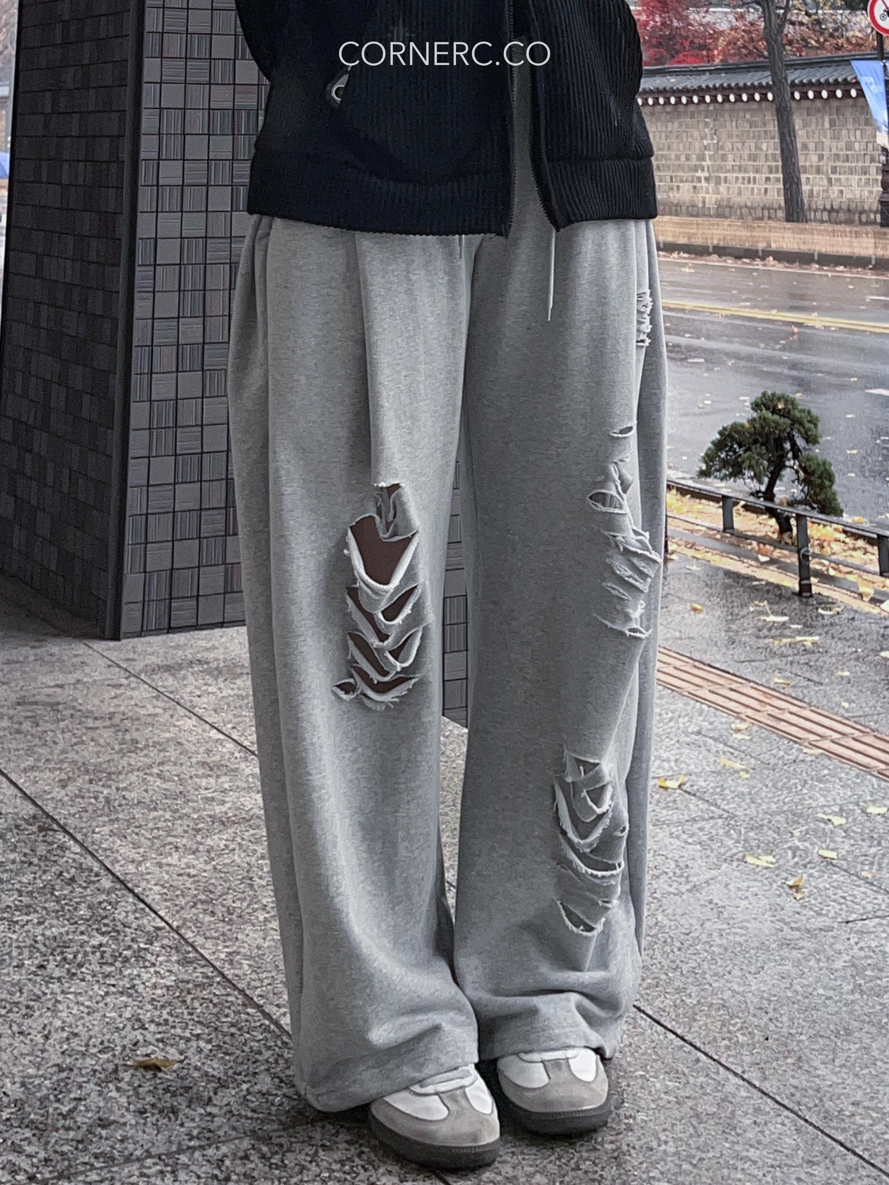 Cool Cool破洞闊腳棉褲〈🇰🇷DAY 1〉