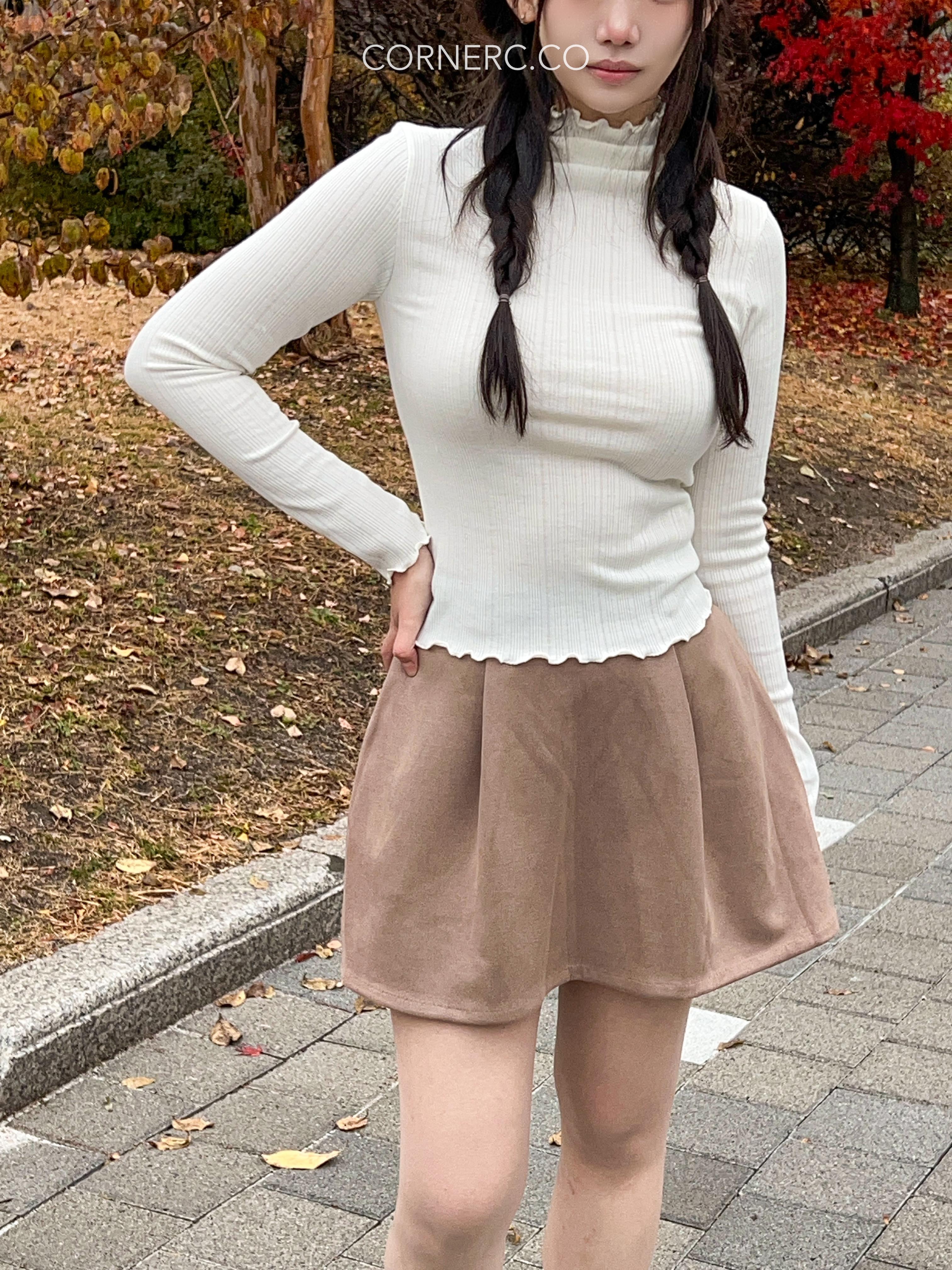 麂皮絨前褶A字裙〈🇰🇷DAY 1〉