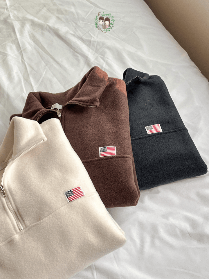 Mini USA Flag Half-Zip Sweater〈🇰🇷DAY 1〉