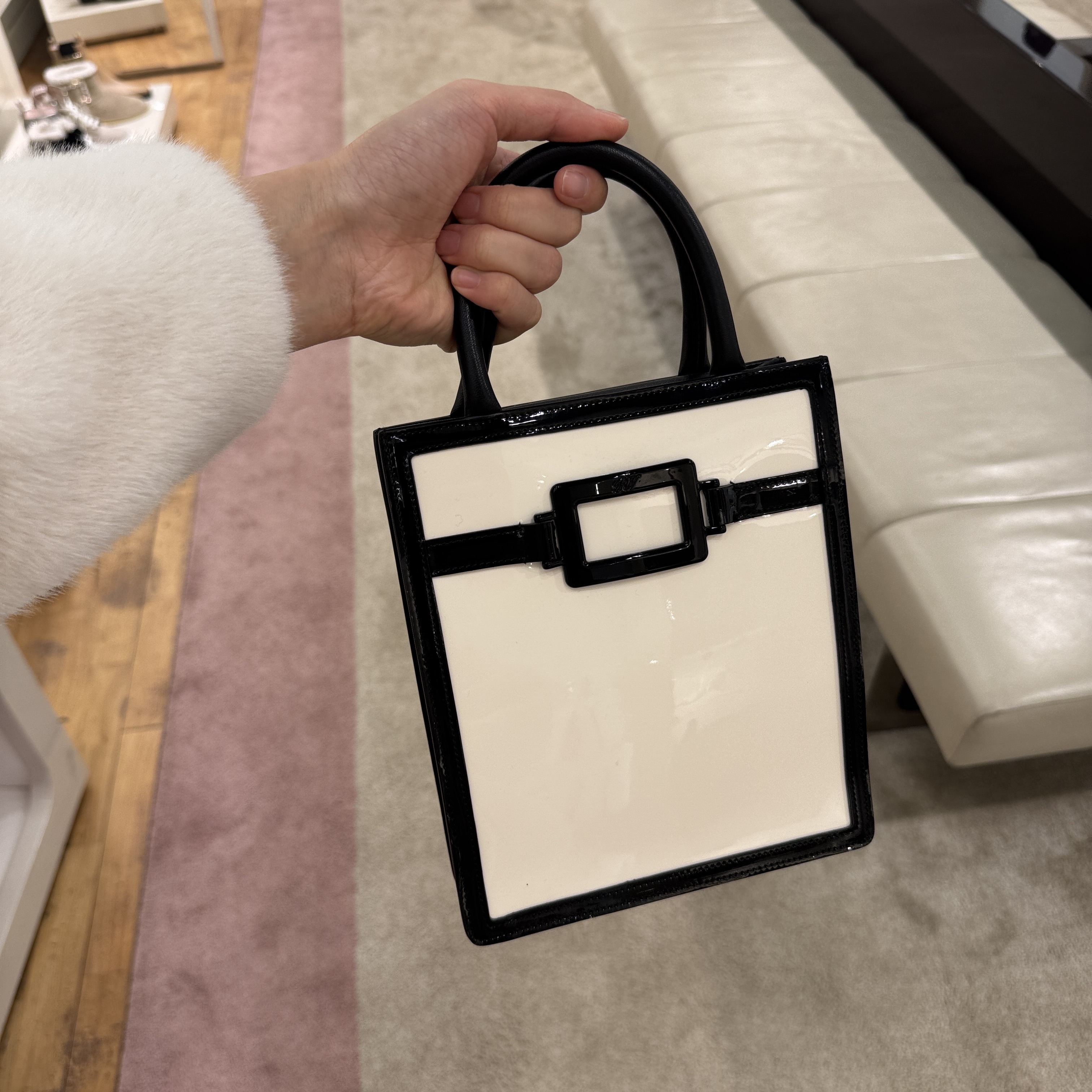 Roger Vivier RV logo mini tote crossbody bag white