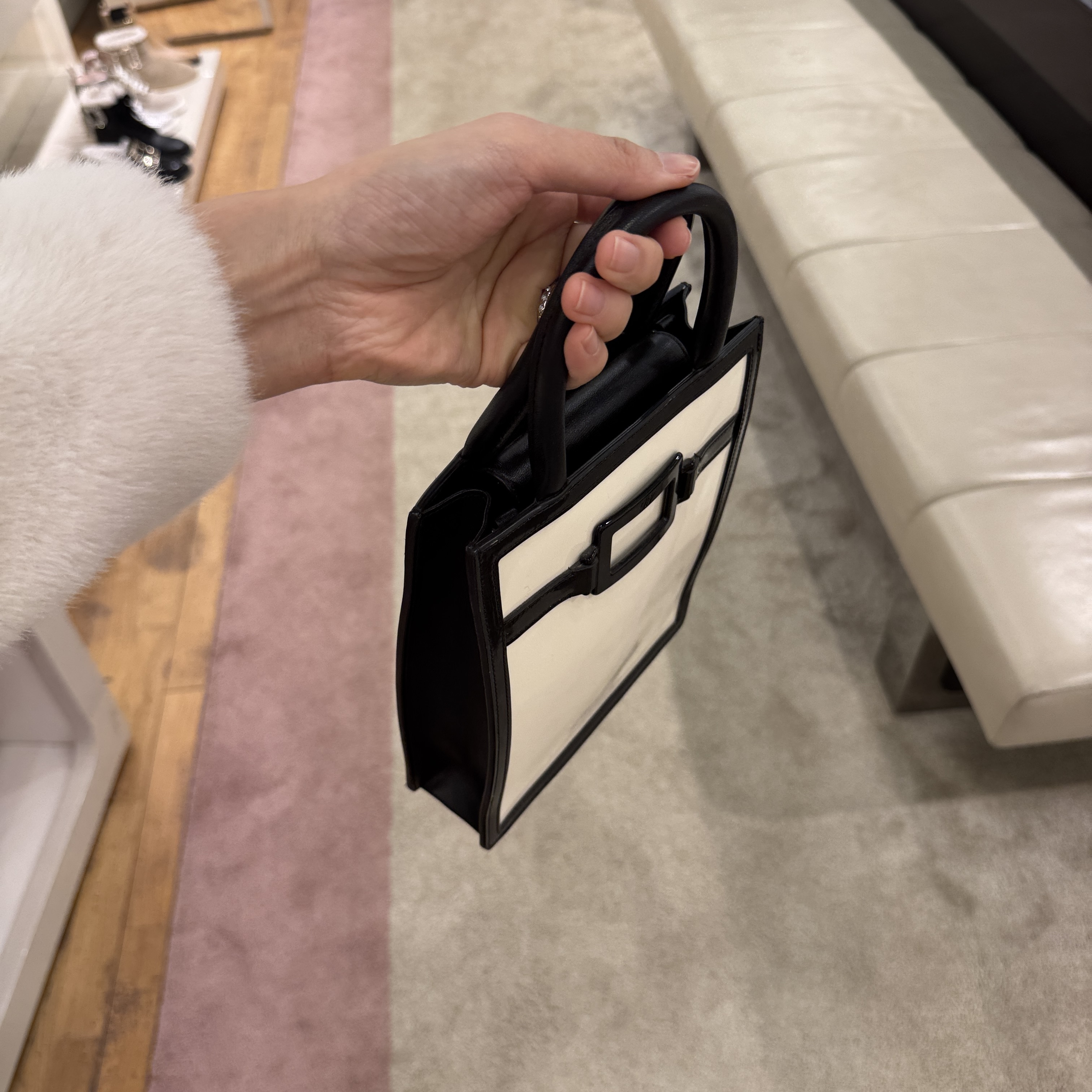 Roger Vivier RV logo mini tote crossbody bag white