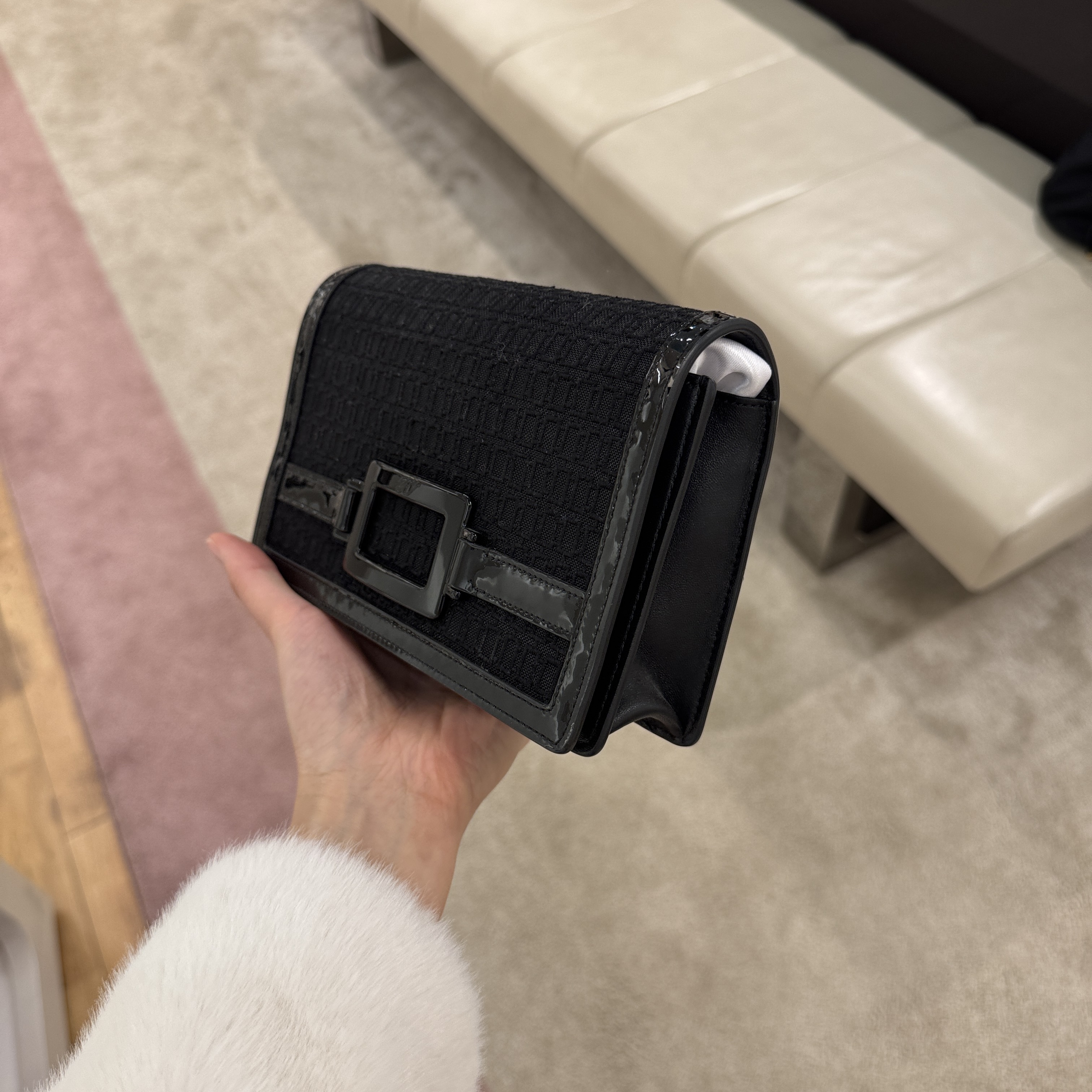 Roger Vivier RV logo mesh mini CF crossbody bag Black