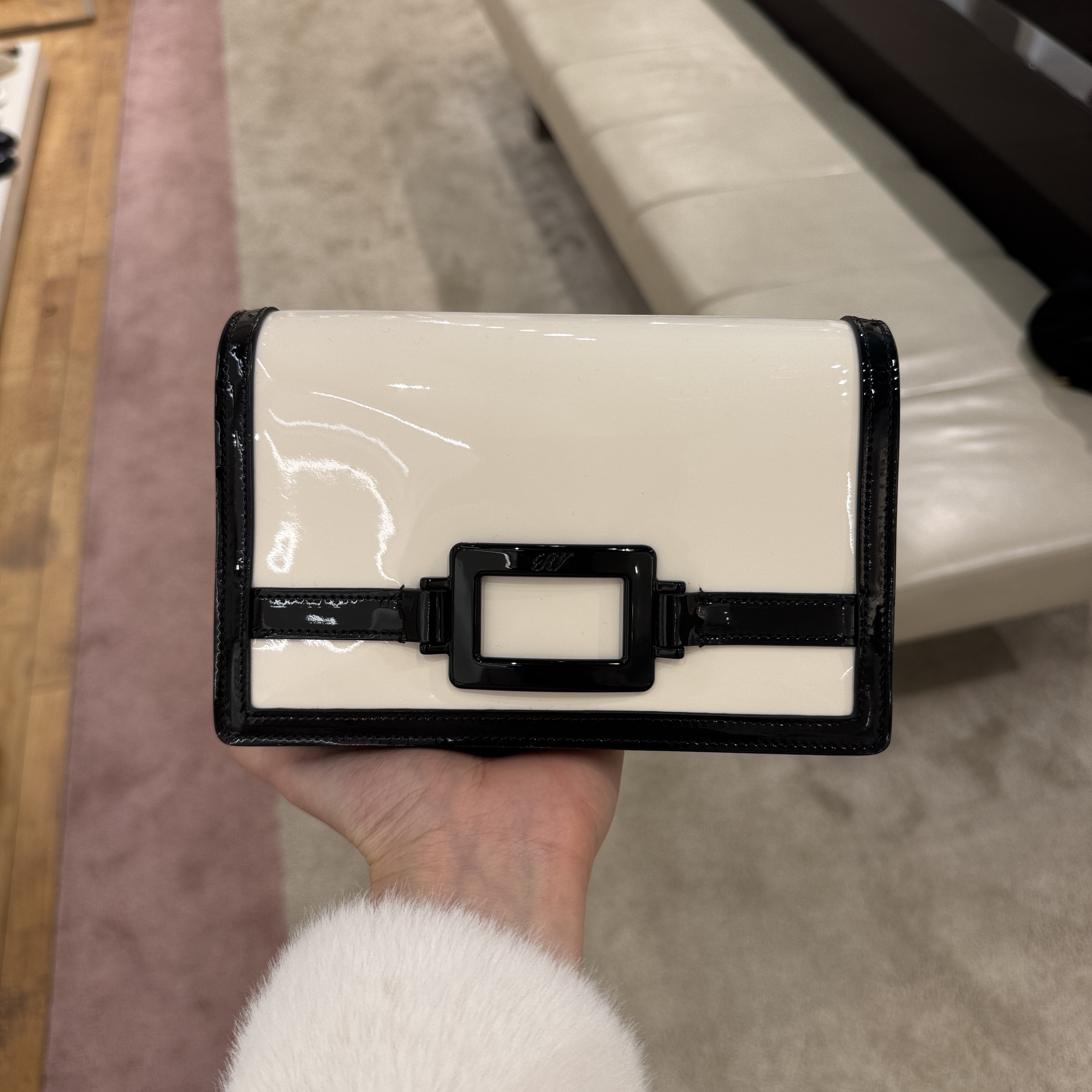 Roger Vivier RV logo mini CF crossbody bag white