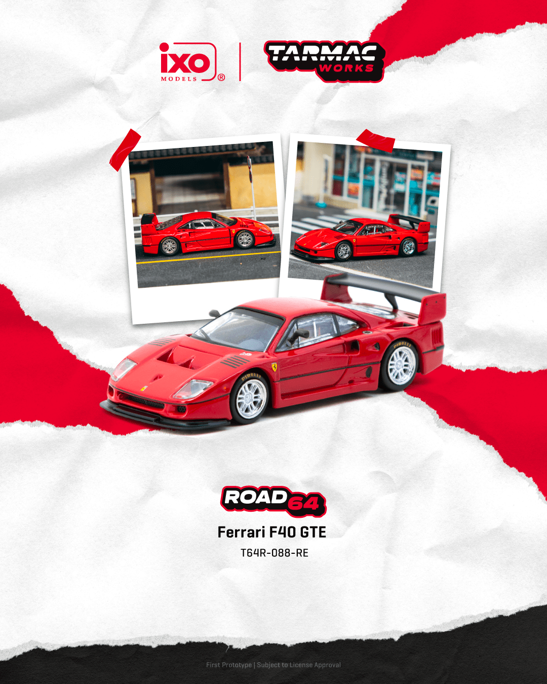 PO-$152 * TARMAC * 1:64 Ferrari F40 GTE Red